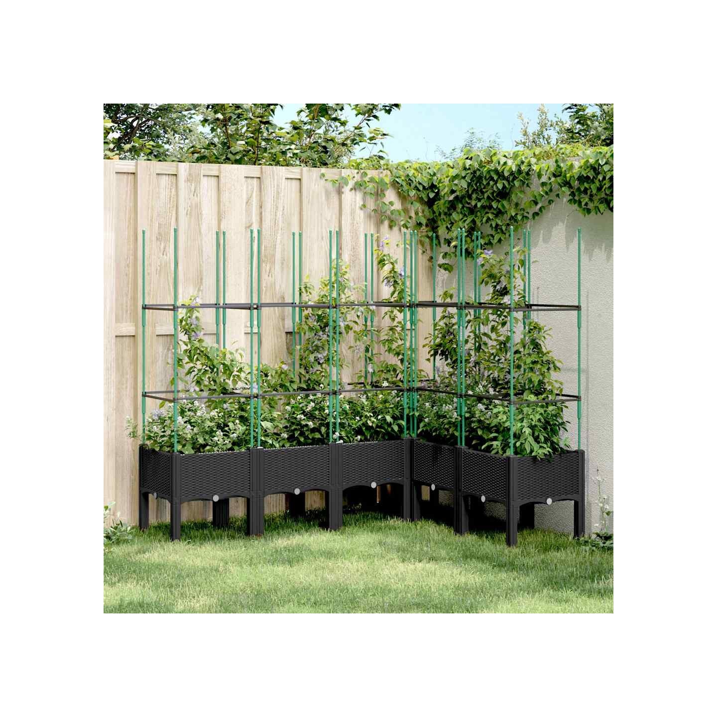 Jardinière avec treillis noir 160x120x142,5 cm PP