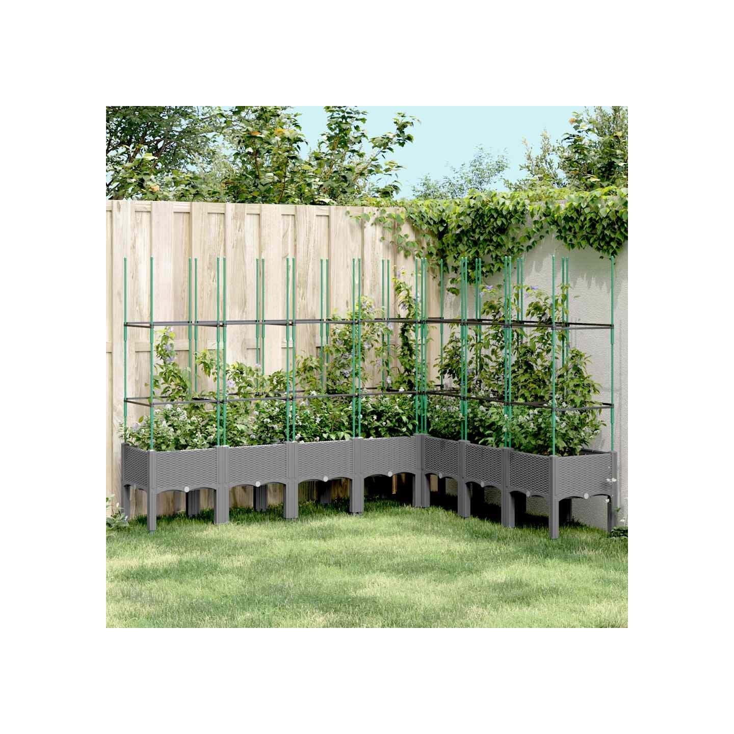 Jardinière avec treillis gris clair 200x160x142,5 cm PP