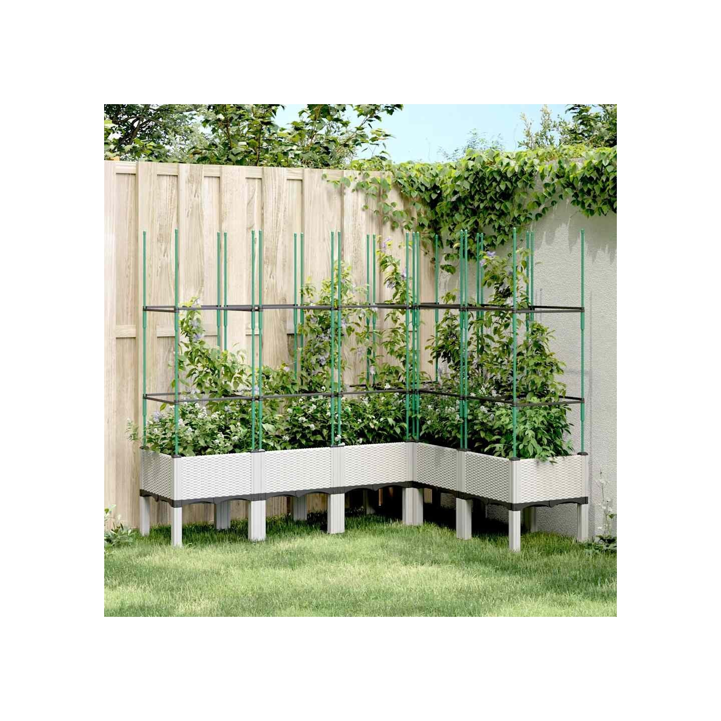 Jardinière avec treillis blanc 160x120x142,5 cm PP