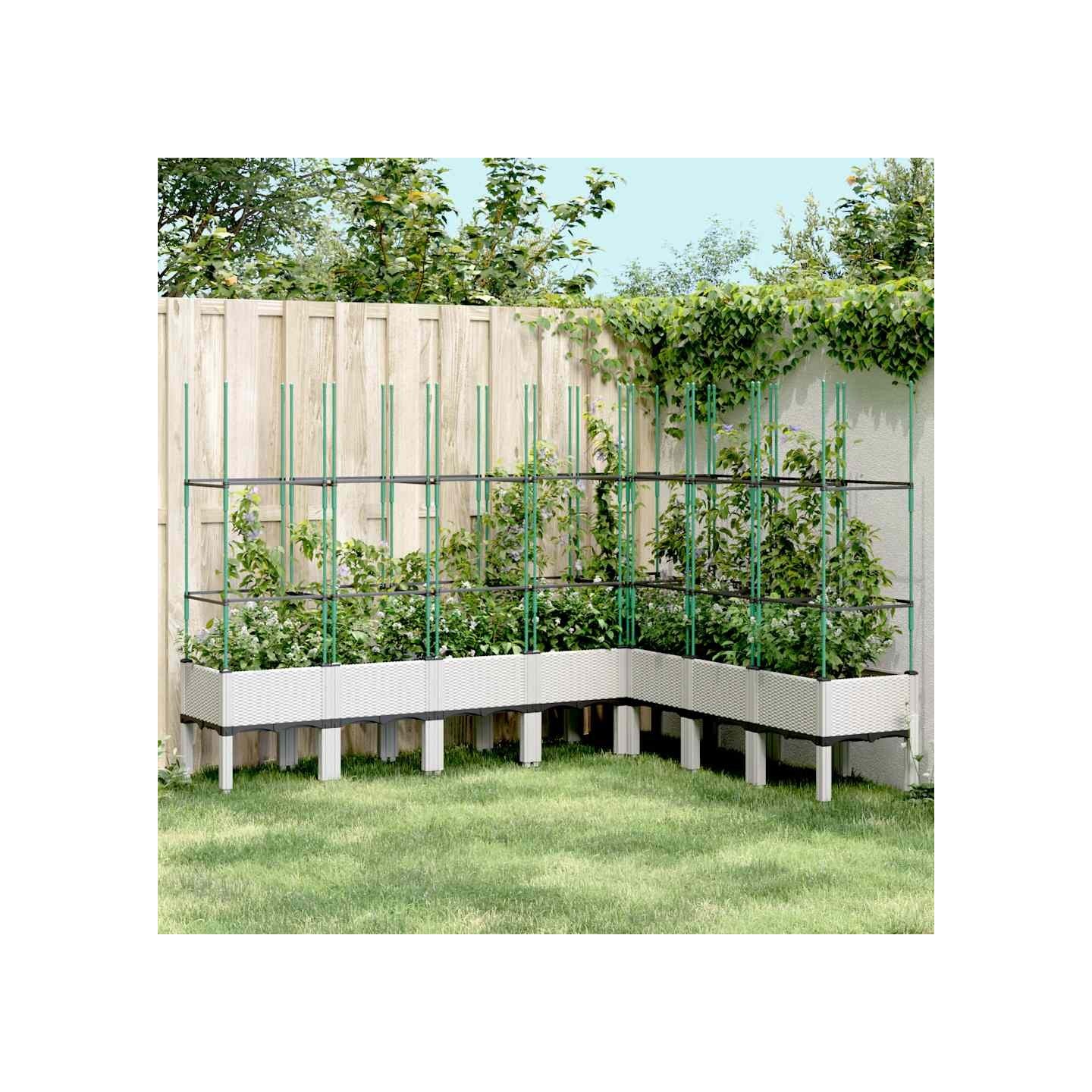 Jardinière avec treillis blanc 200x160x142,5 cm PP