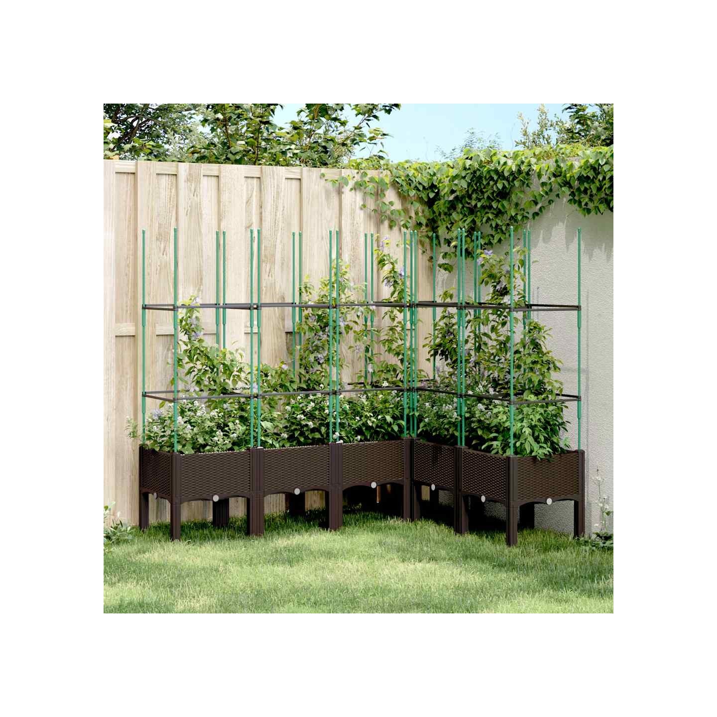 Jardinière avec treillis marron 160x120x142,5 cm PP