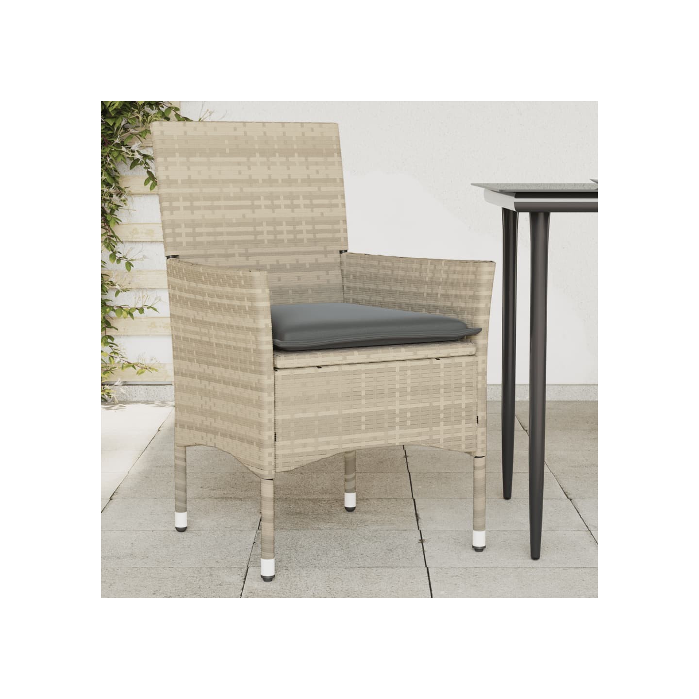 Chaises de jardin coussins lot de 2 gris clair résine tressée