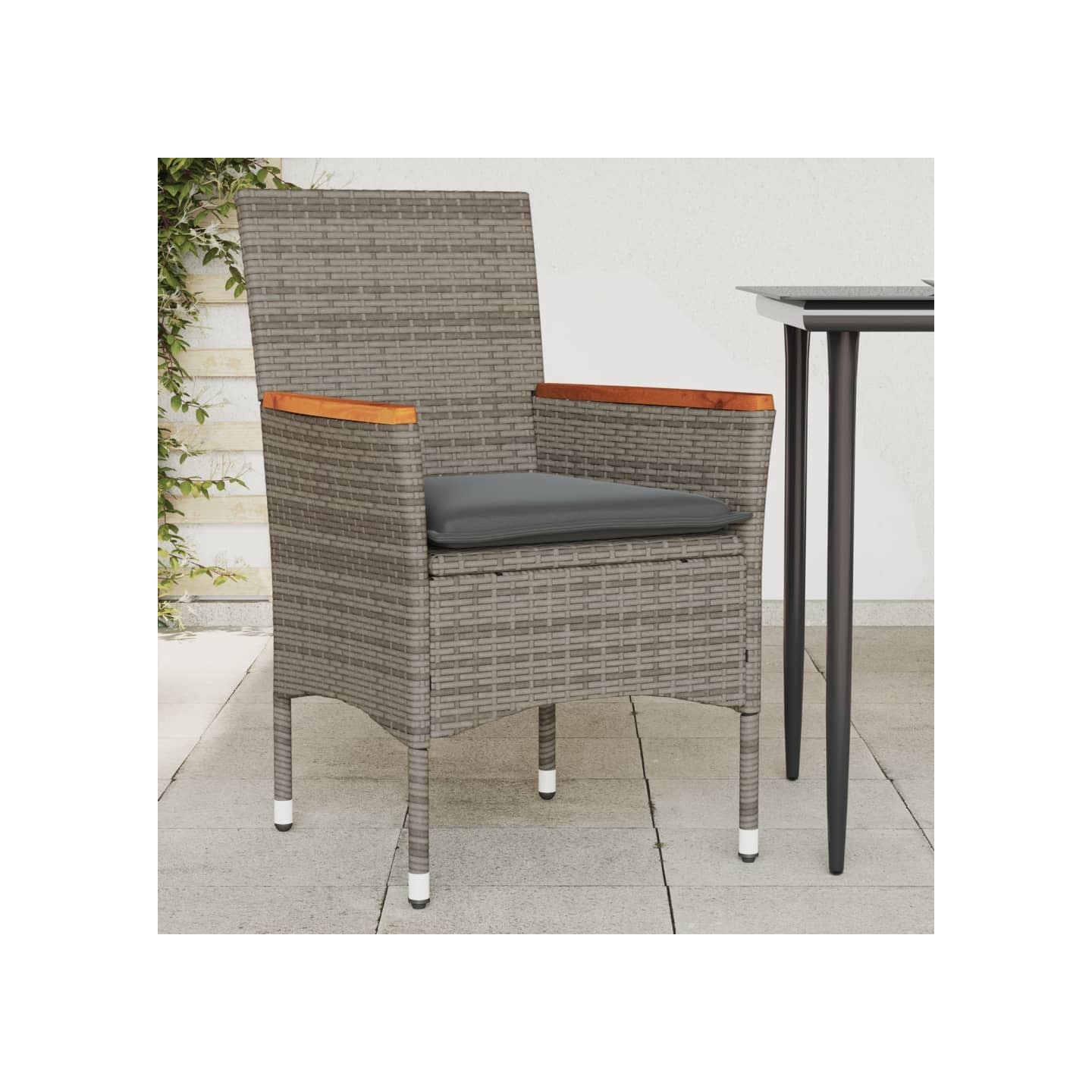Chaises de jardin avec coussins lot de 2 gris résine tressée
