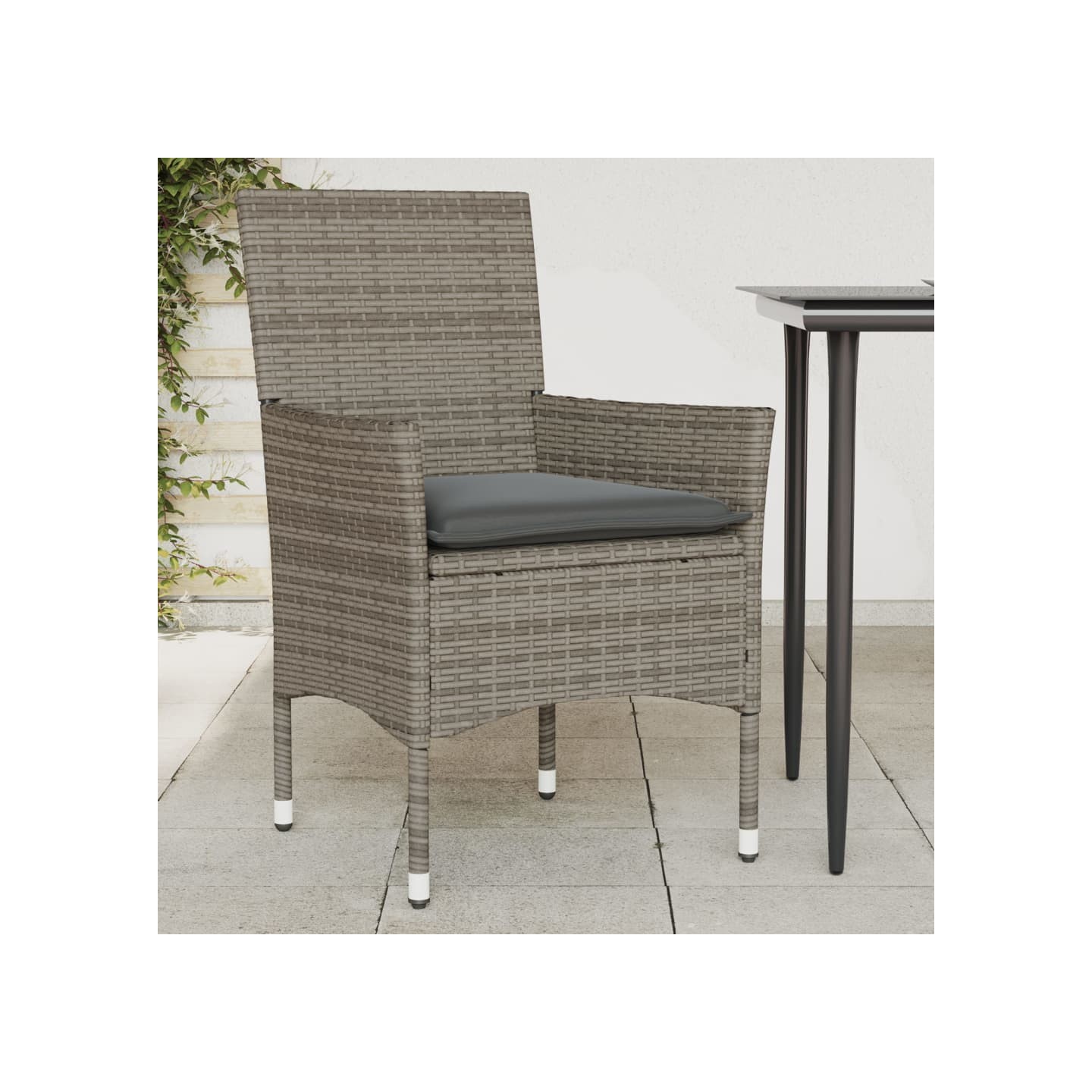 Chaises de jardin avec coussins lot de 2 gris résine tressée