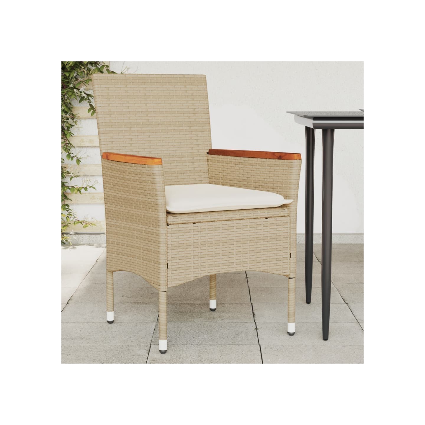 Chaises de jardin avec coussins lot de 2 beige résine tressée