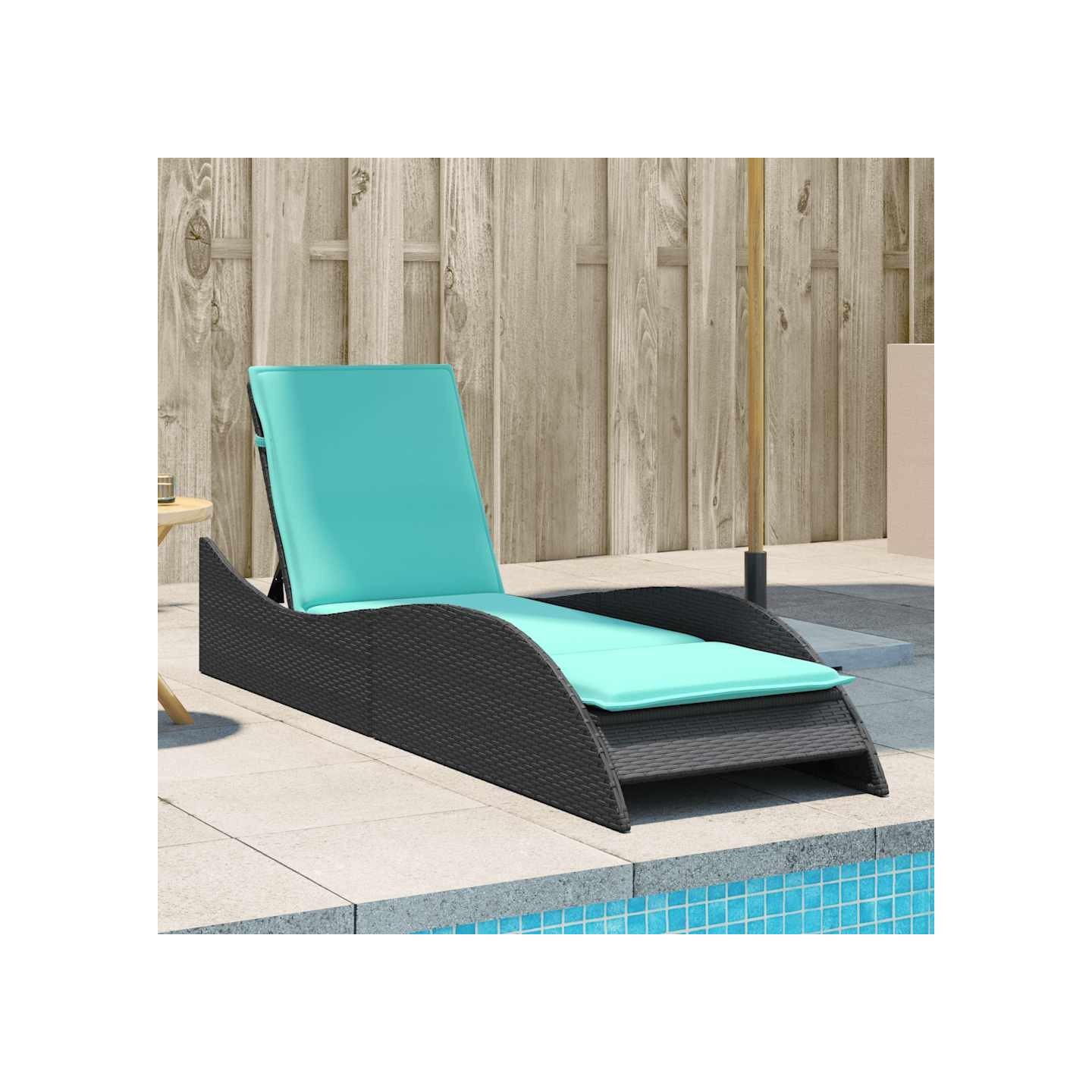 Chaise longue avec coussin Noir 60x205x73 cm Résine tressée