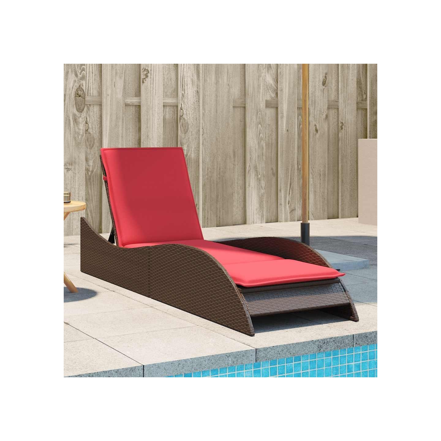 Chaise longue avec coussin Marron 60x205x73 cm Résine tressée