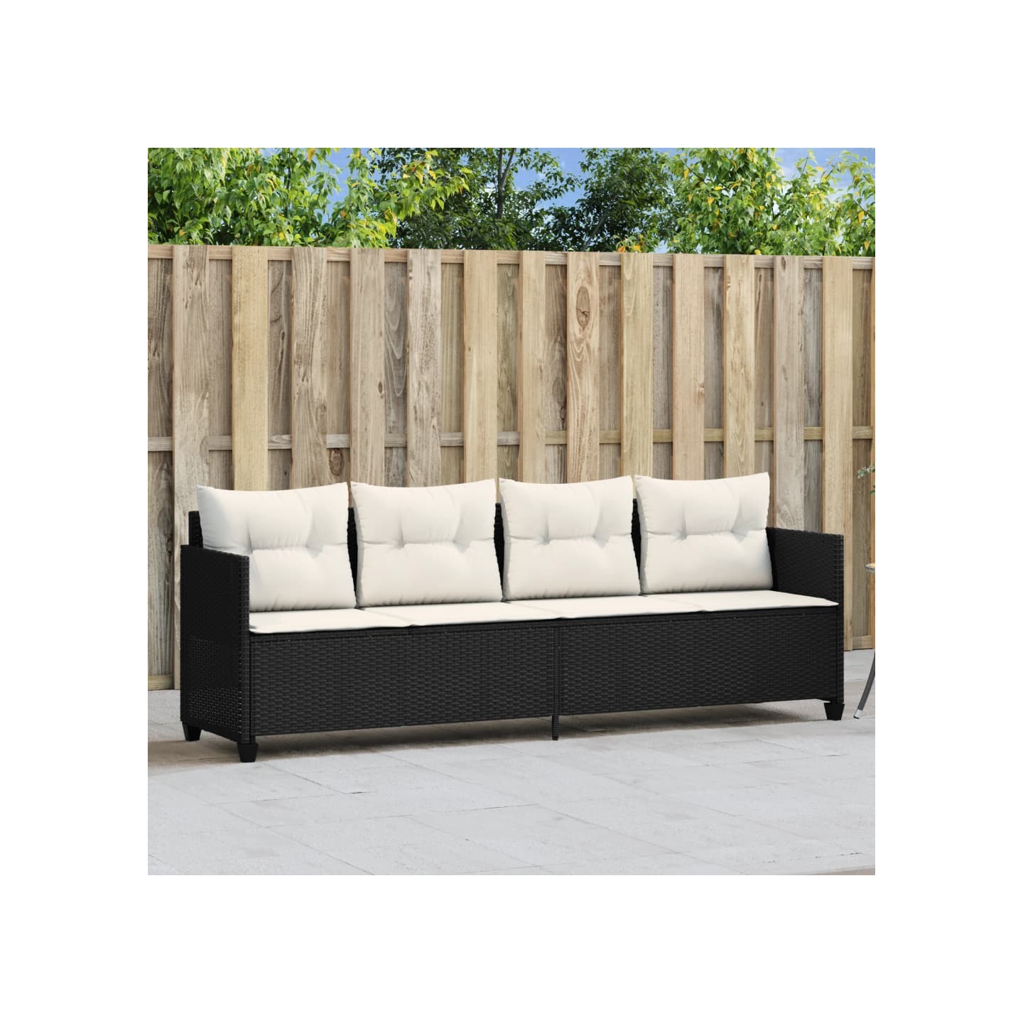 Chaise longue avec coussins noir résine tressée