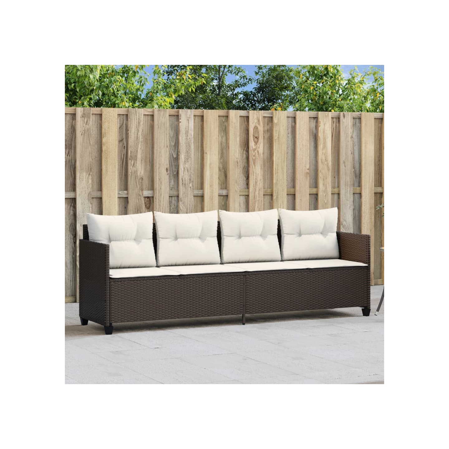 Chaise longue avec coussins marron résine tressée