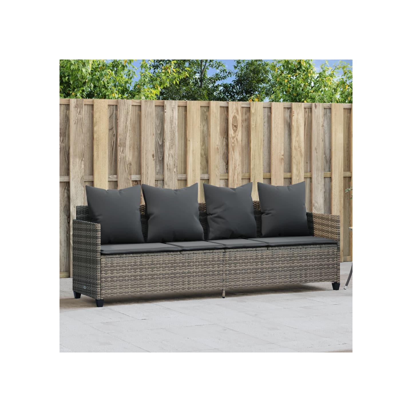 Chaise longue avec coussins gris résine tressée