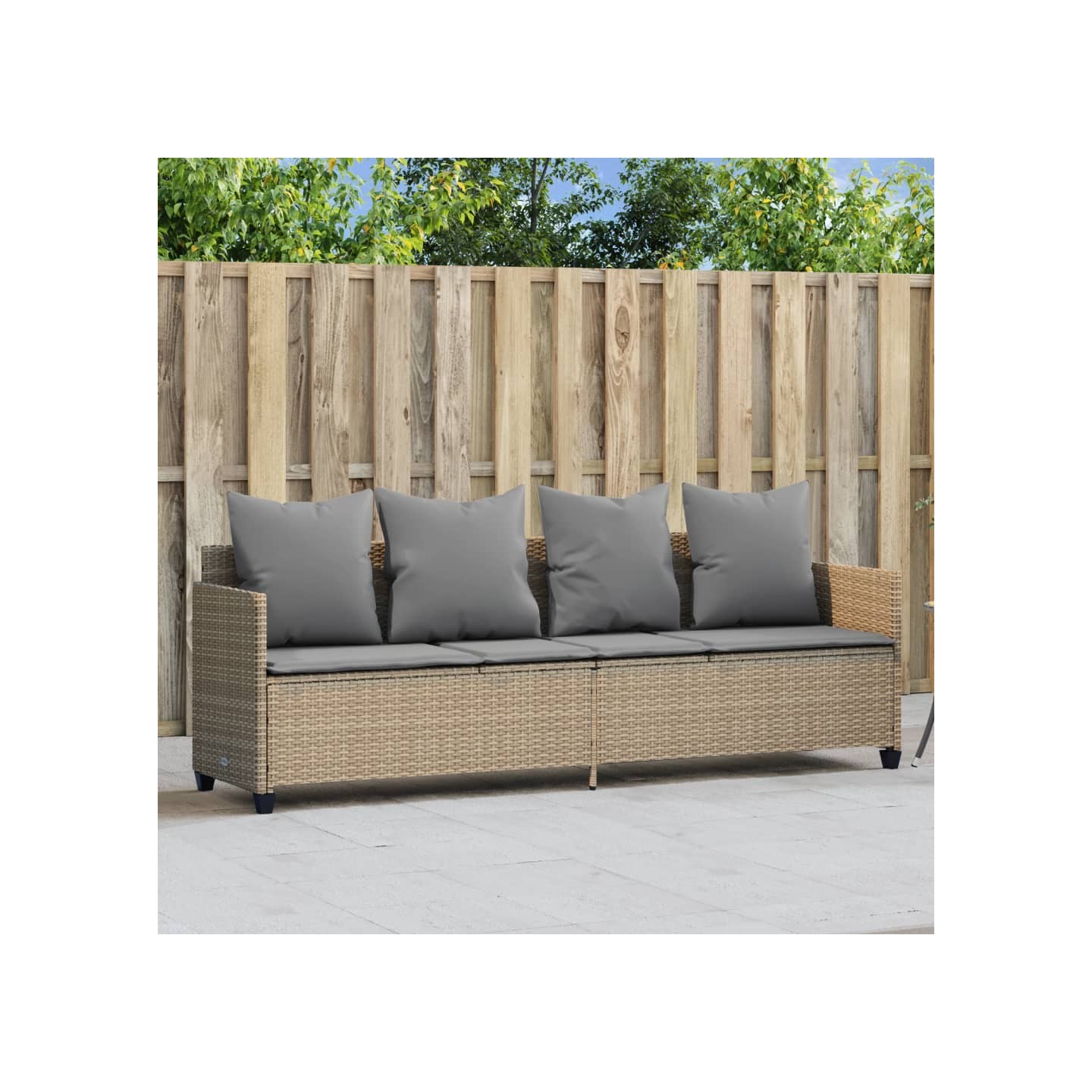 Chaise longue avec coussins beige résine tressée
