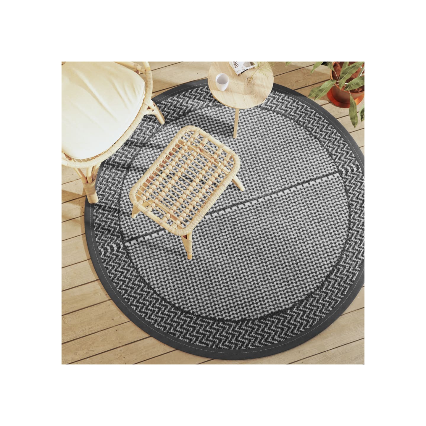 Tapis d'extérieur ARAKIL gris Ø160 cm PP