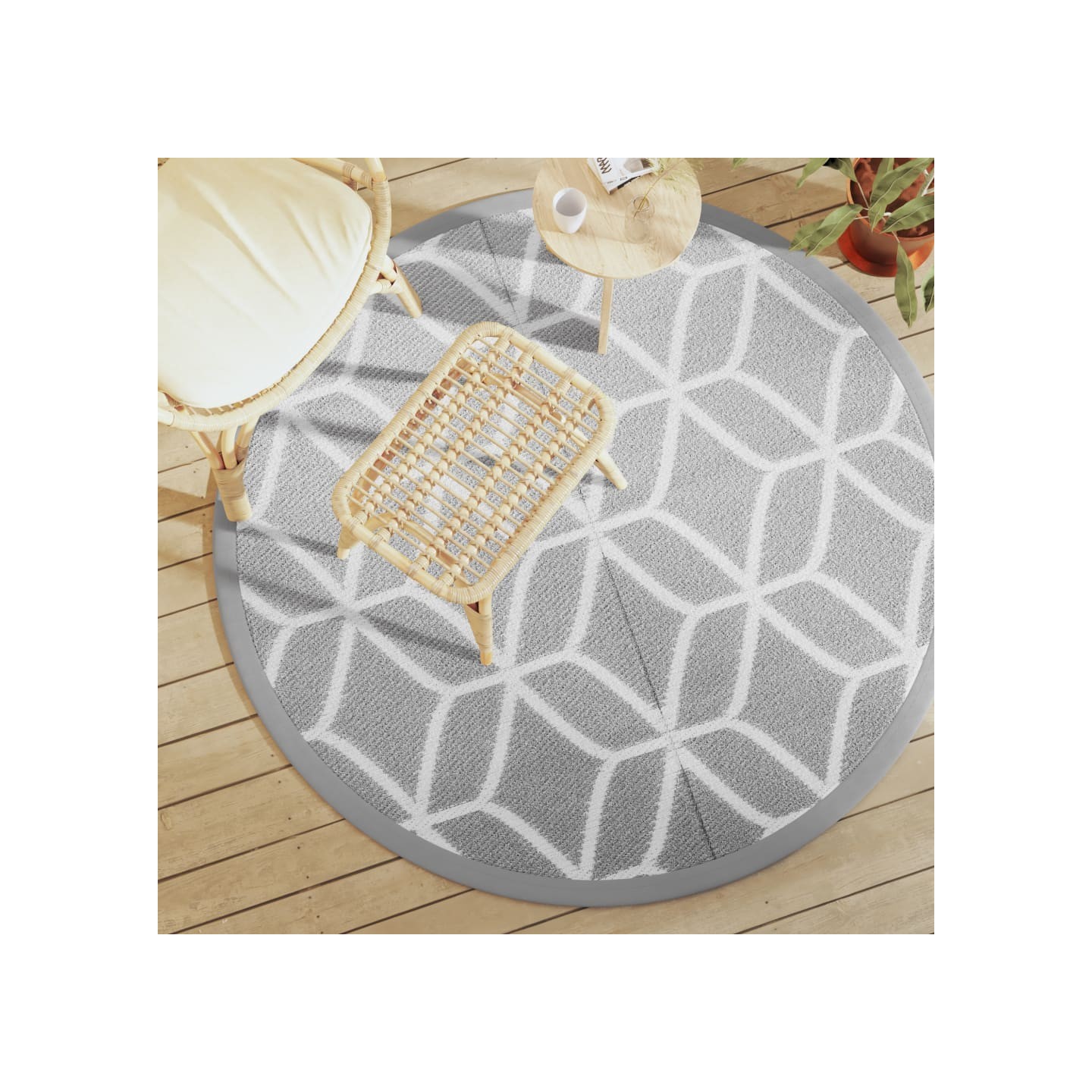 Tapis d'extérieur ARAKIL gris Ø160 cm PP