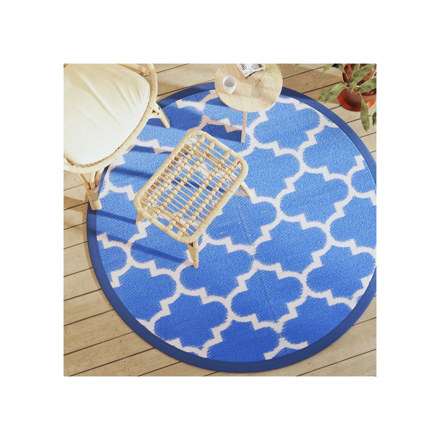Tapis d'extérieur ARAKIL bleu Ø160 cm PP