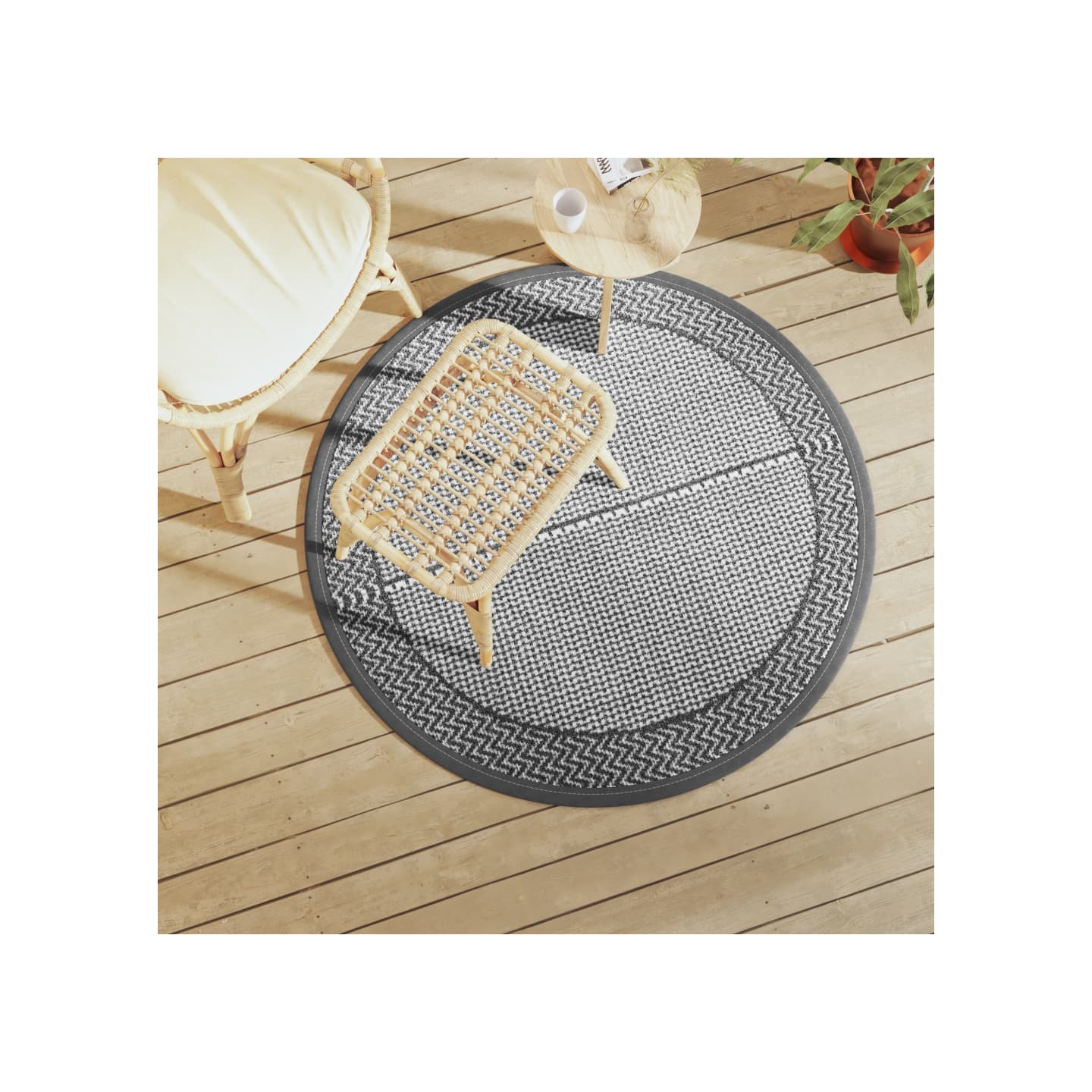 Tapis d'extérieur ARAKIL gris Ø120 cm PP