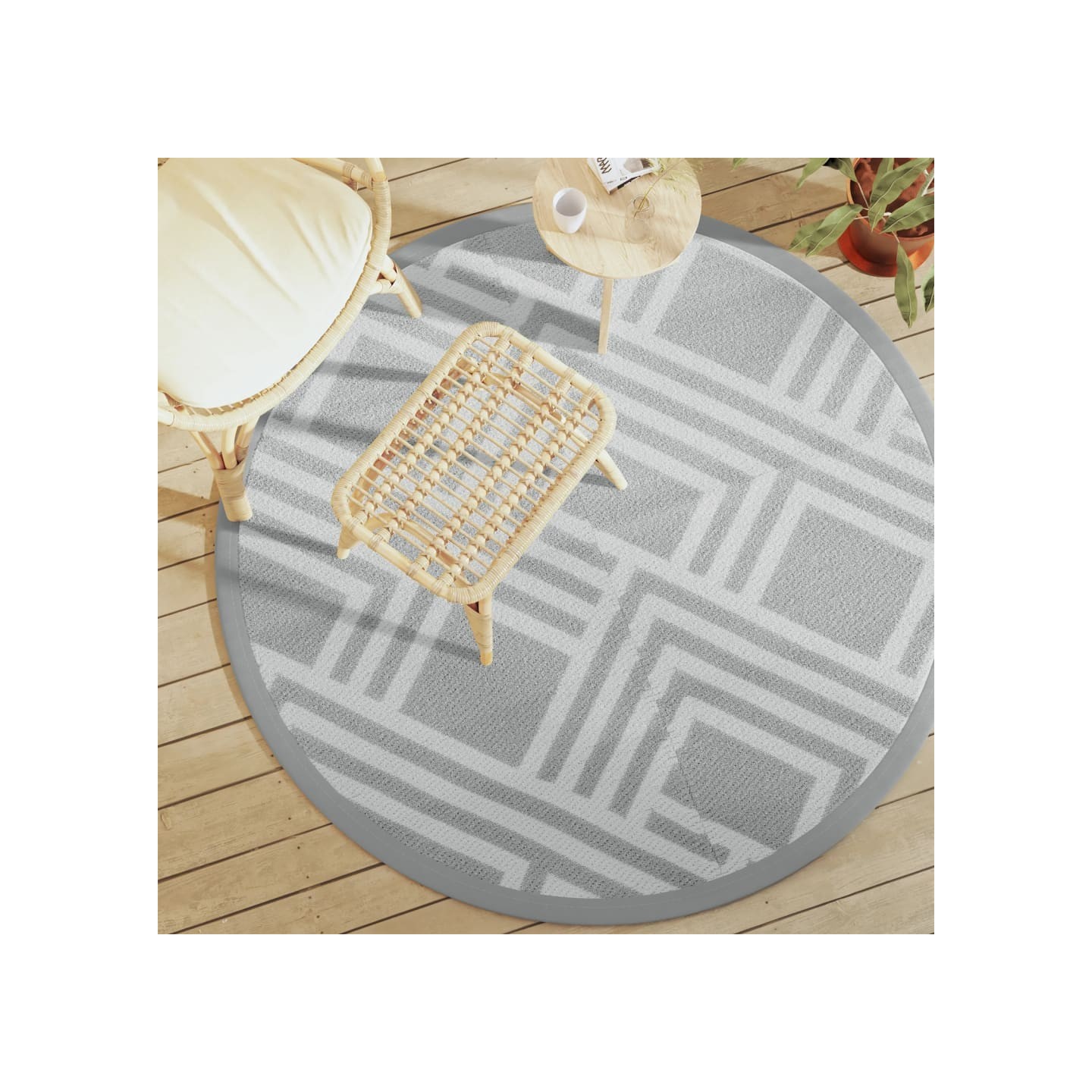 Tapis d'extérieur ARAKIL gris Ø160 cm PP