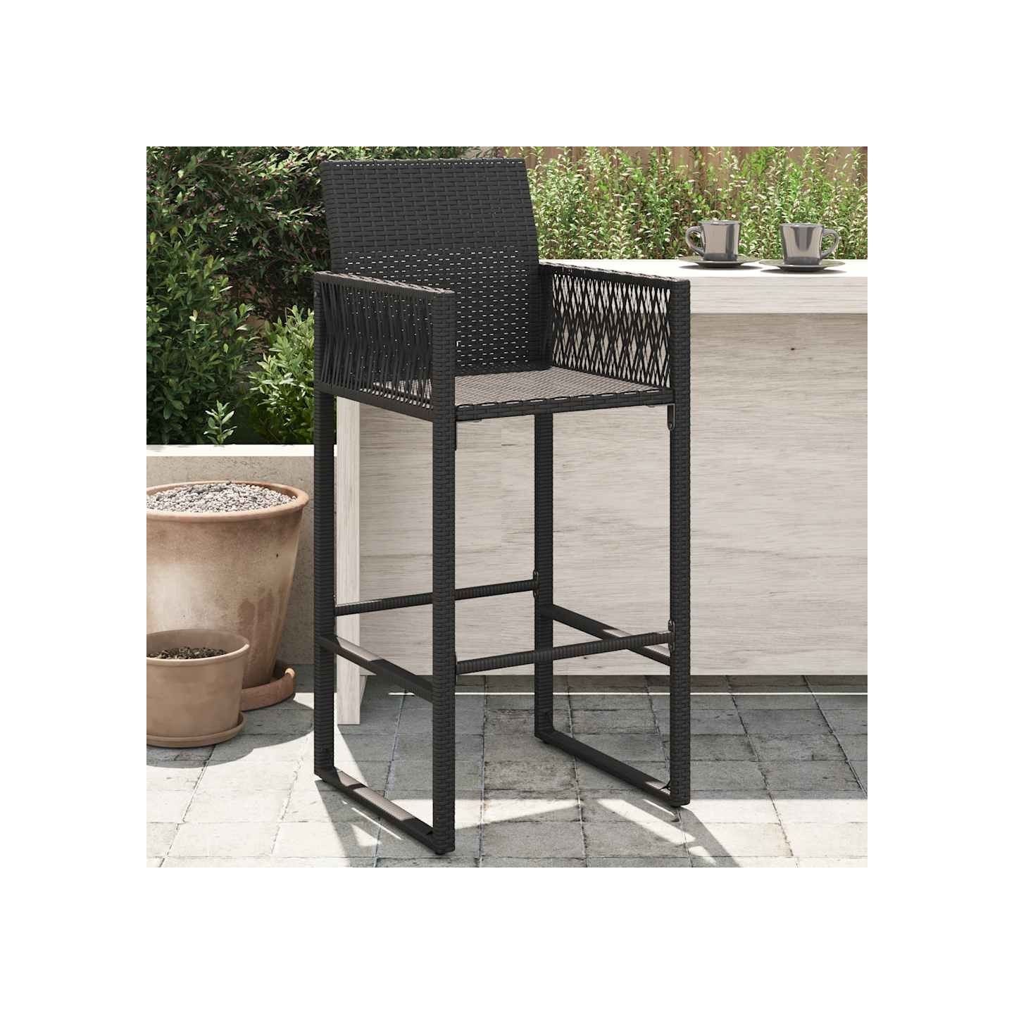 Tabourets de bar de jardin lot de 2 noir résine tressée