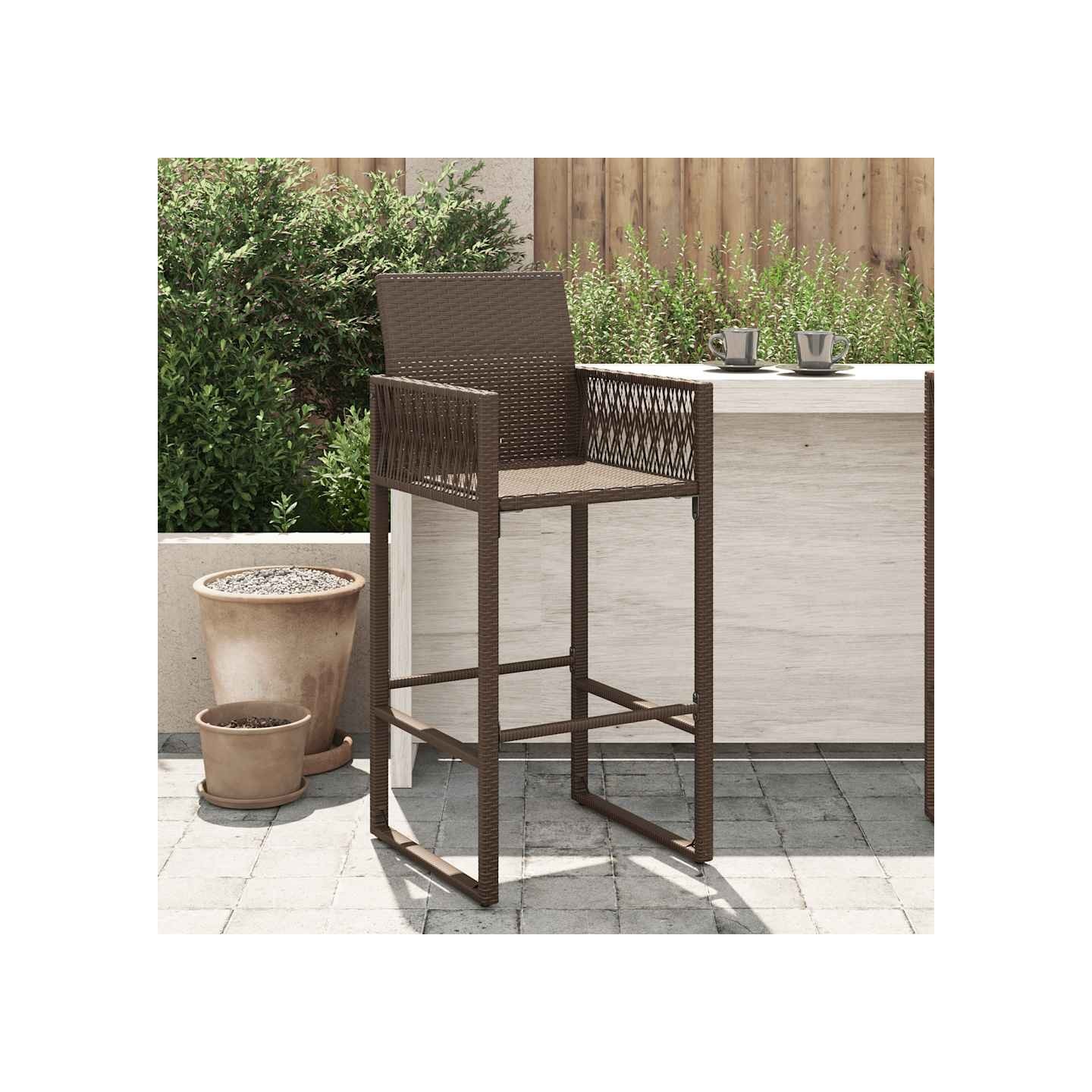 Tabourets de bar de jardin lot de 2 marron résine tressée