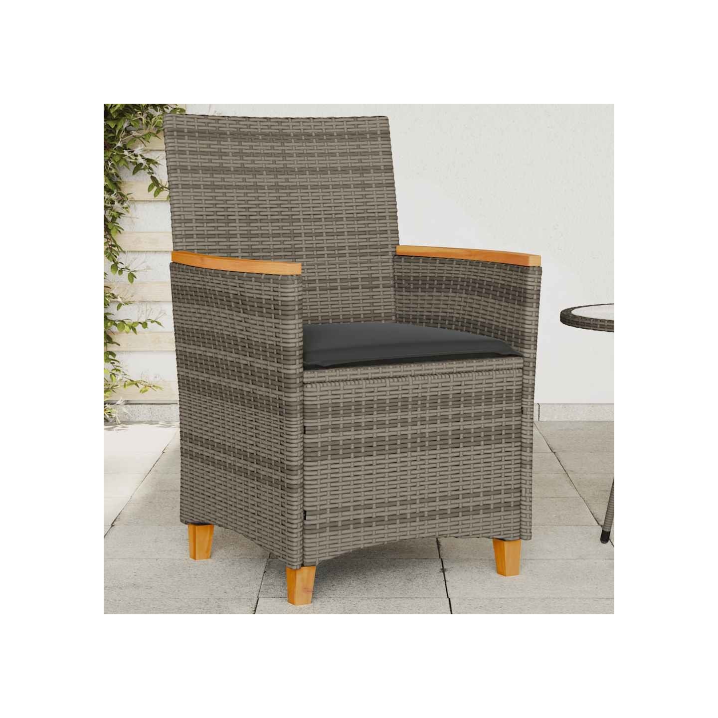 Chaises de jardin coussins lot de 2 gris résine tressée et bois