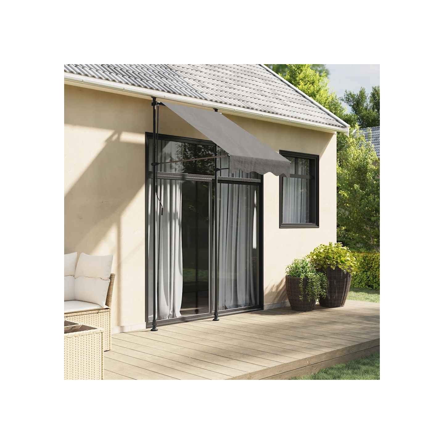 Auvent rétractable anthracite 100x150 m tissu et acier