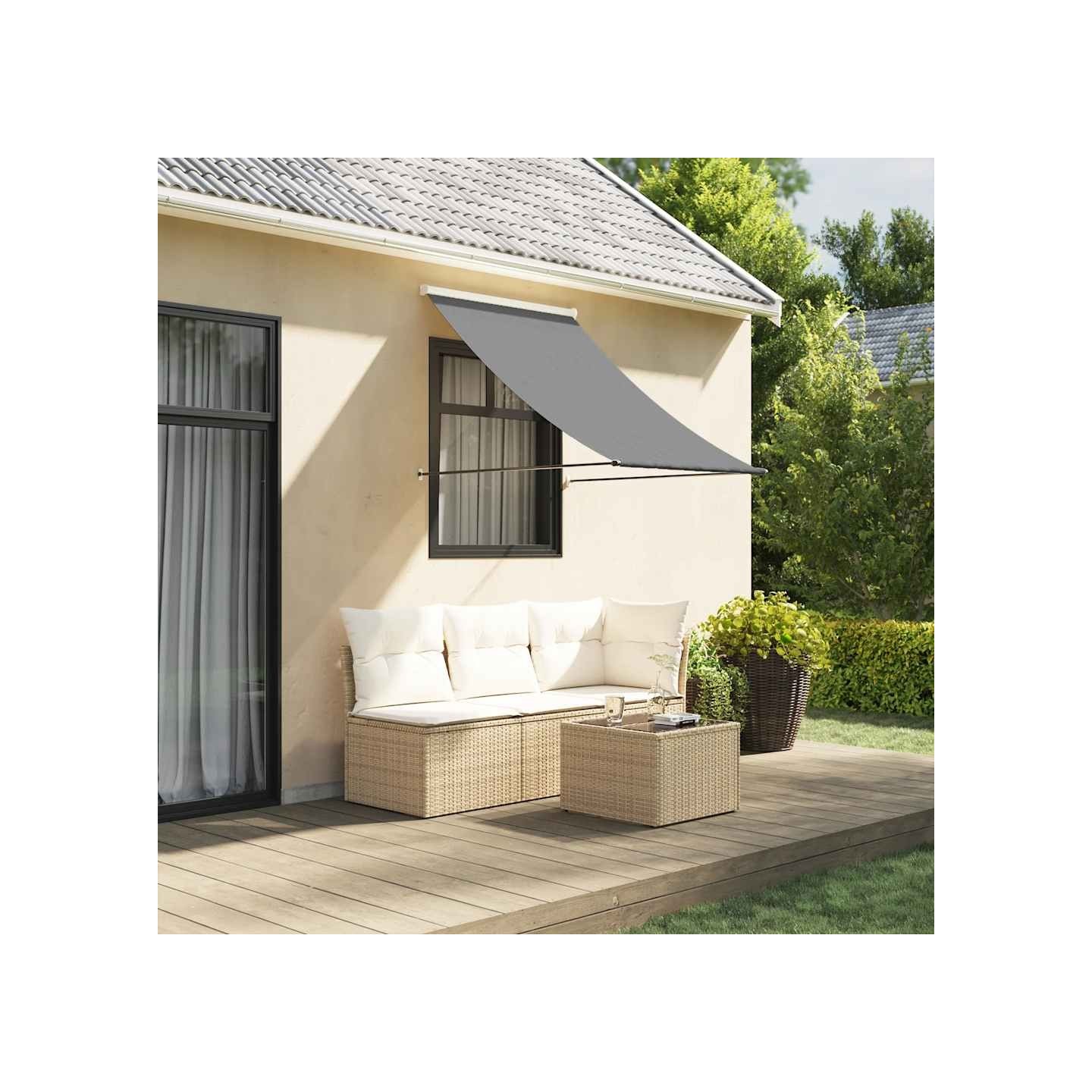 Auvent rétractable anthracite 150x150 m tissu et acier