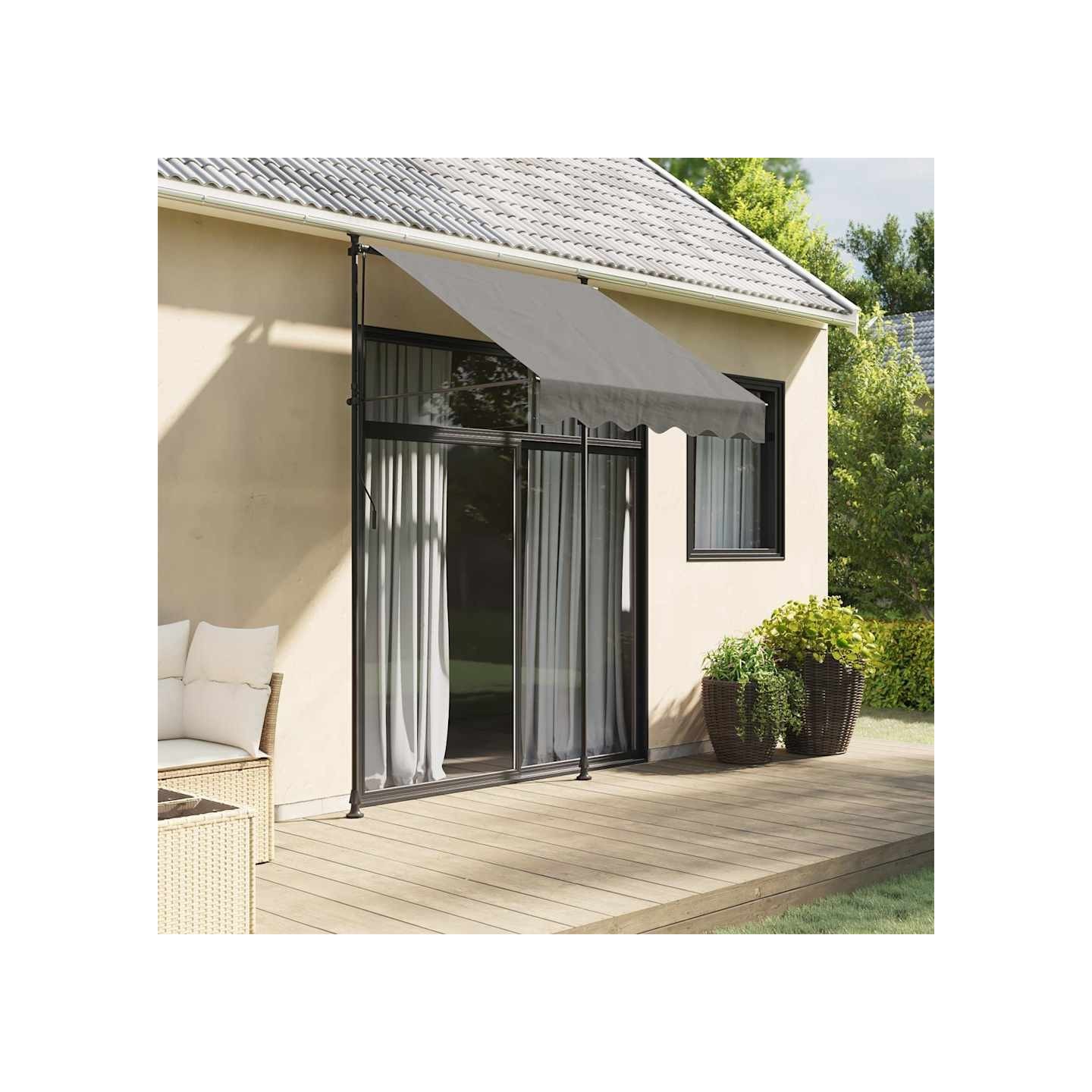 Auvent rétractable anthracite 150x150 m tissu et acier