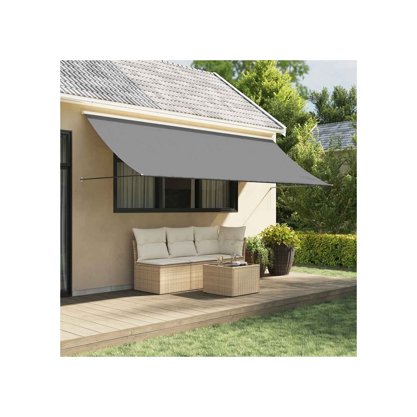 Auvent rétractable anthracite 400x150 m tissu et acier