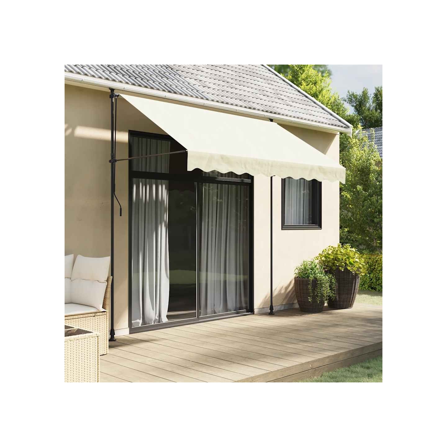 Auvent rétractable crème 300x150 m tissu et acier
