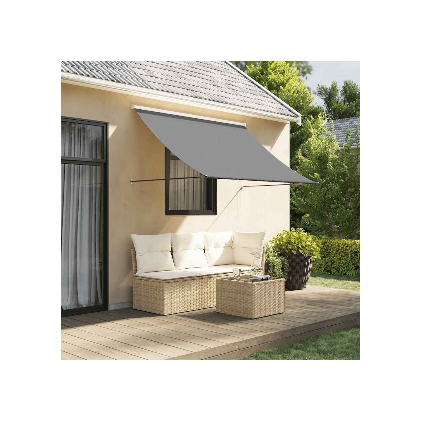 Auvent rétractable anthracite 200x150 m tissu et acier