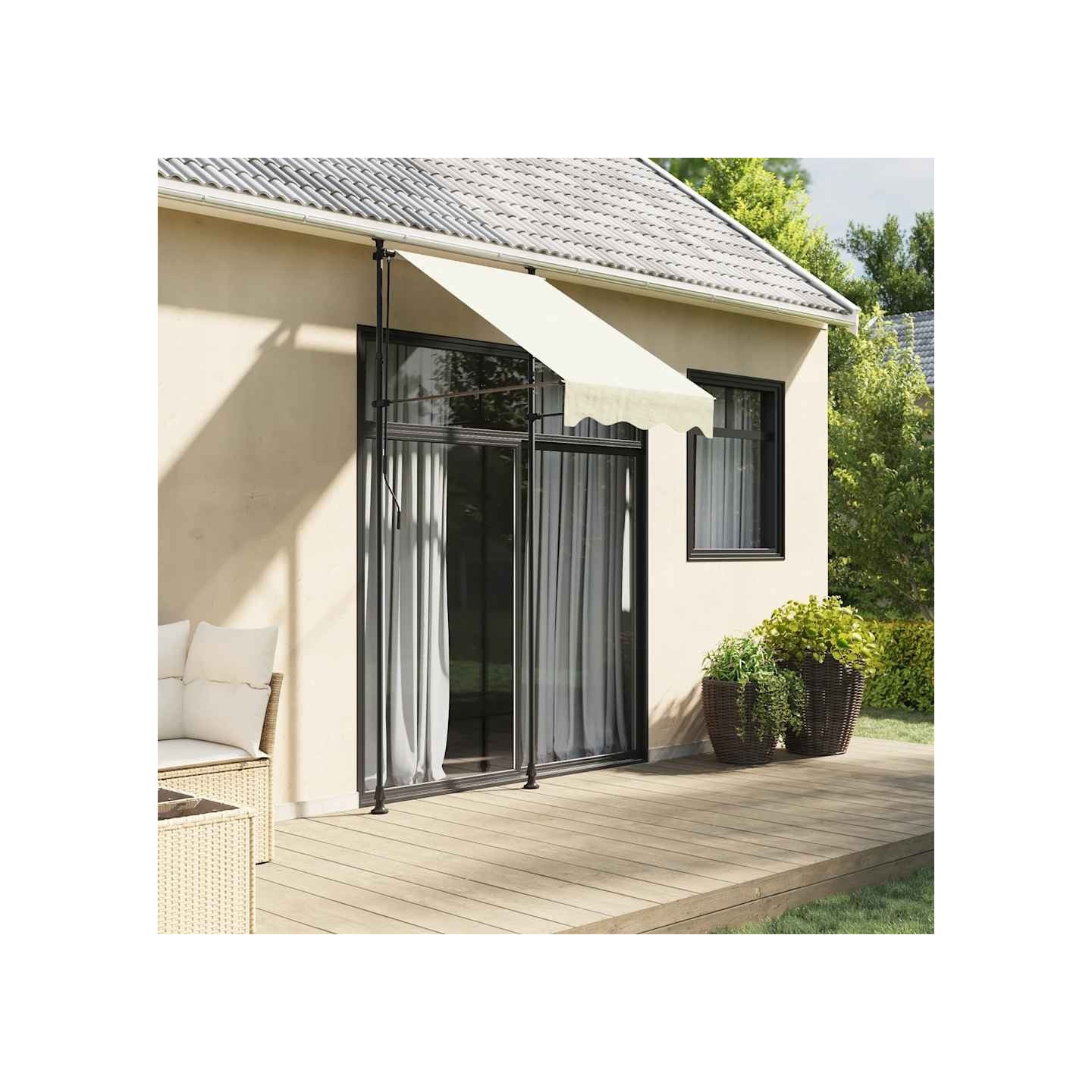 Auvent rétractable crème 100x150 m tissu et acier