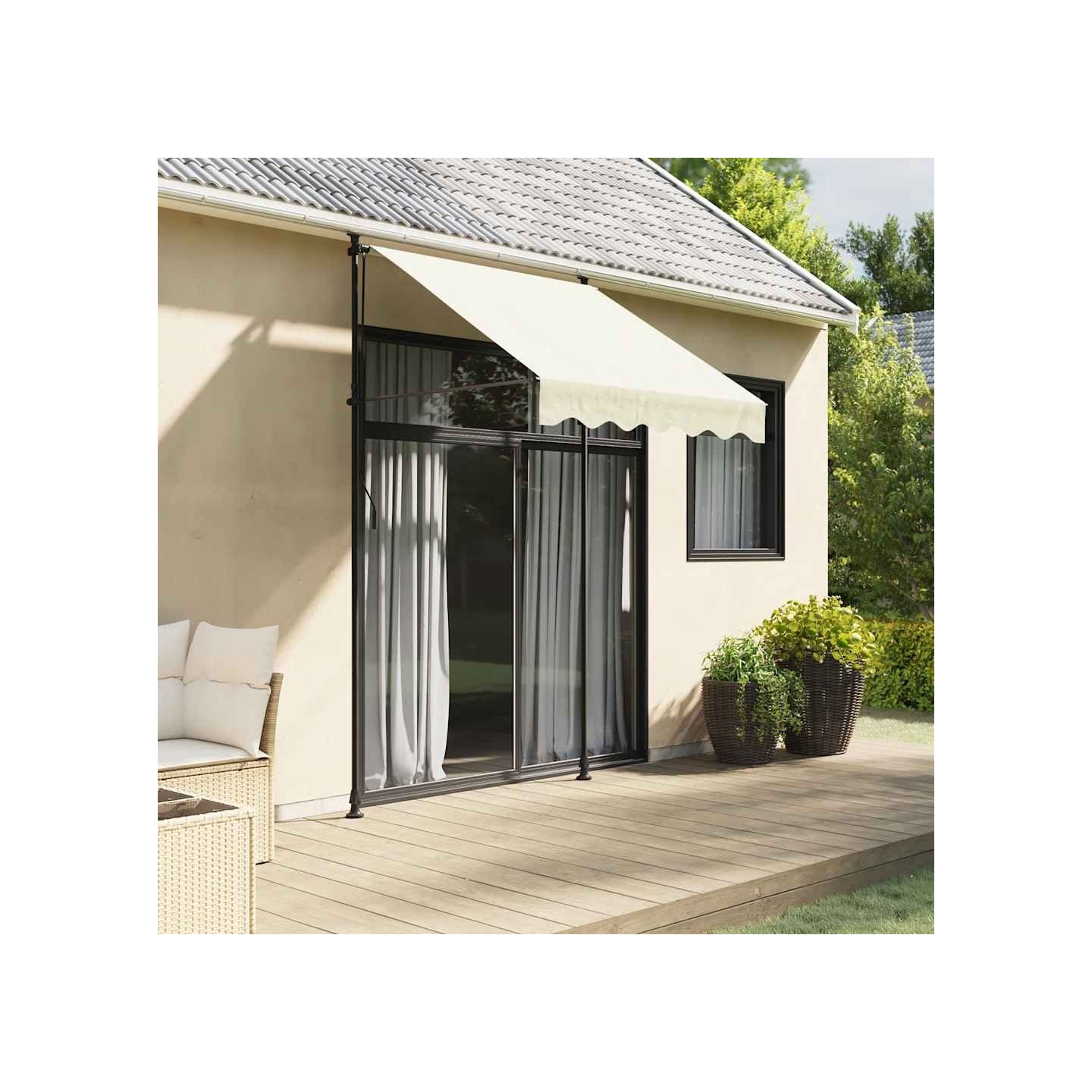 Auvent rétractable crème 150x150 m tissu et acier