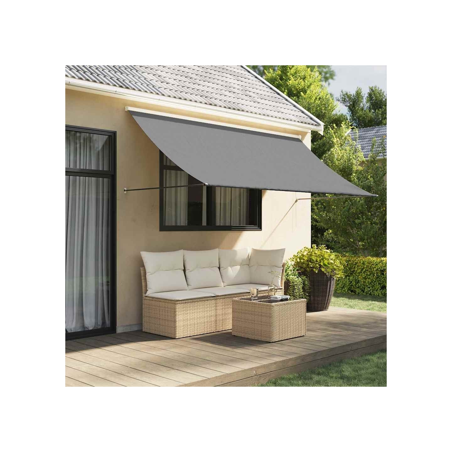 Auvent rétractable anthracite 300x150 m tissu et acier