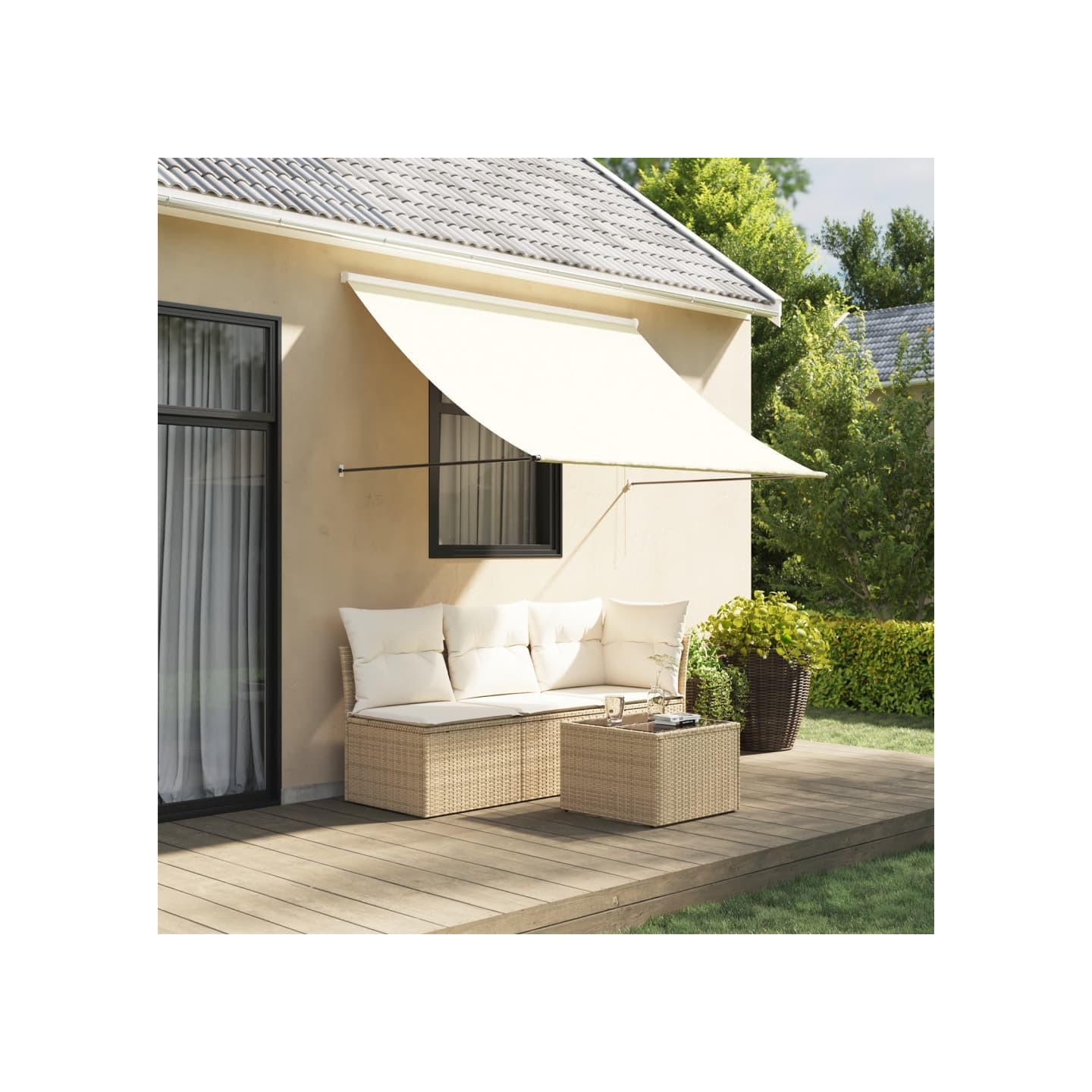 Auvent rétractable crème 200x150 m tissu et acier