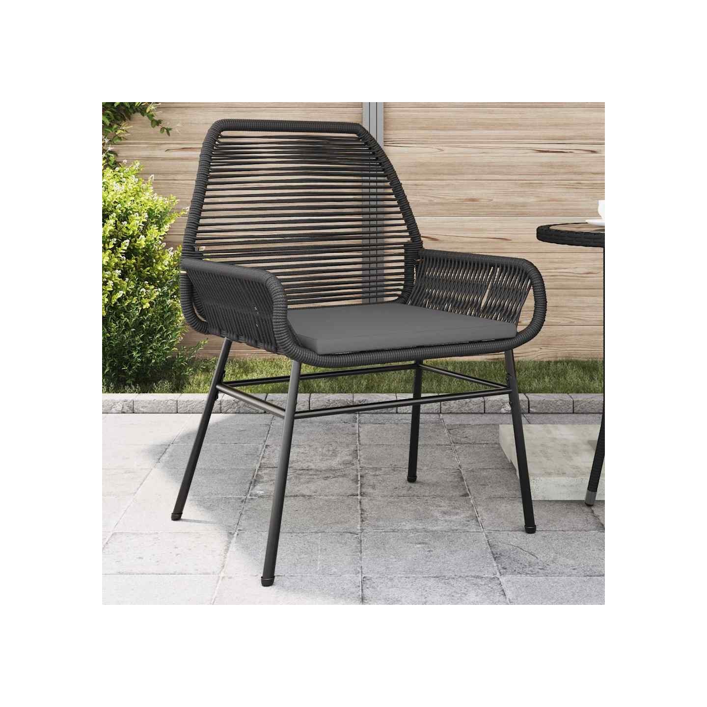 Chaises de jardin lot de 2 avec coussins noir résine tressée