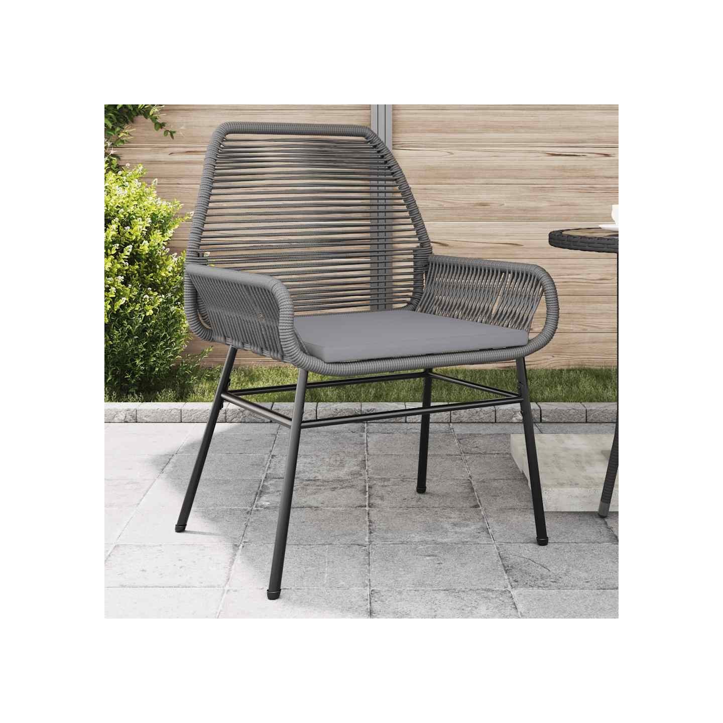 Chaises de jardin lot de 2 avec coussins gris résine tressée