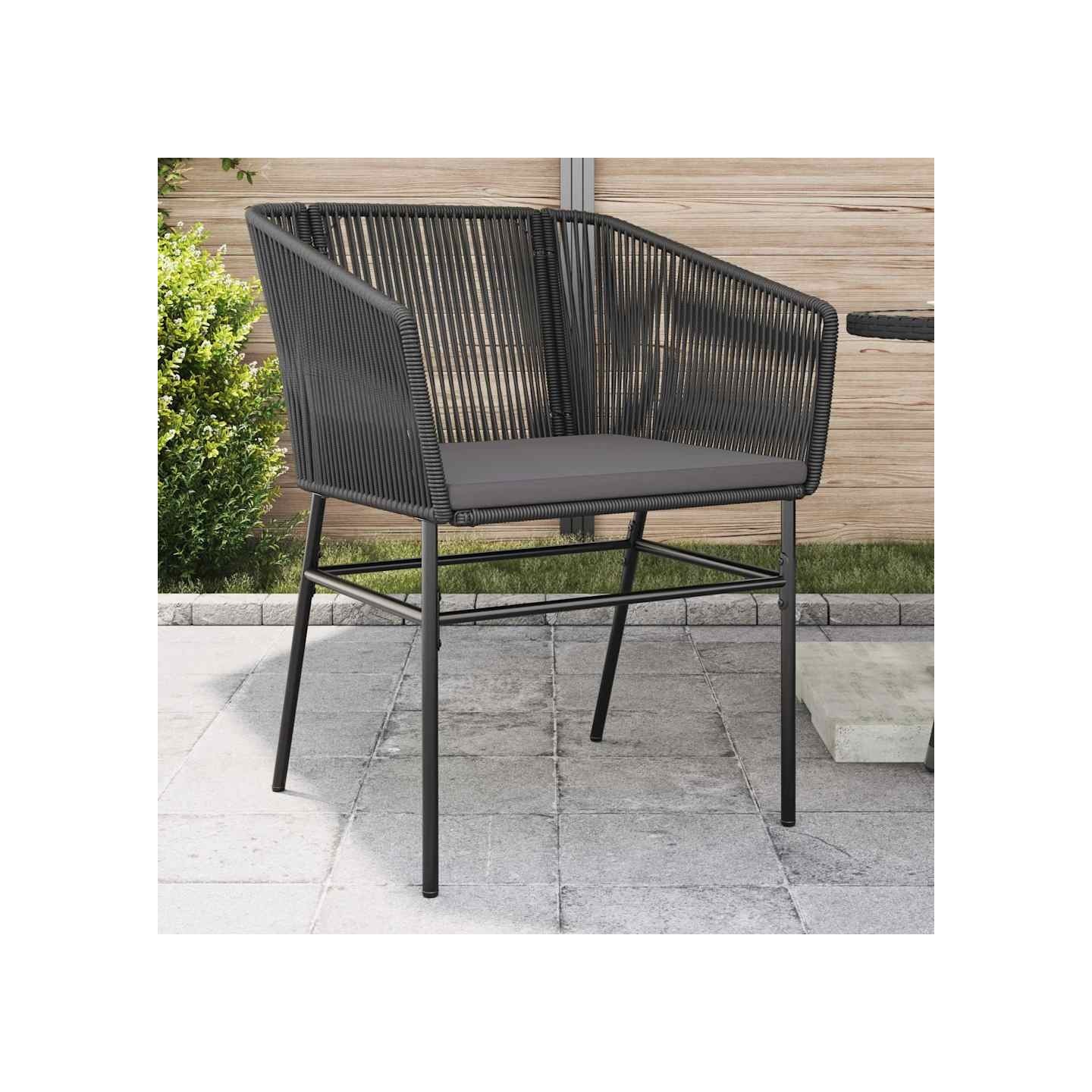 Chaises de jardin lot de 2 avec coussins noir résine tressée