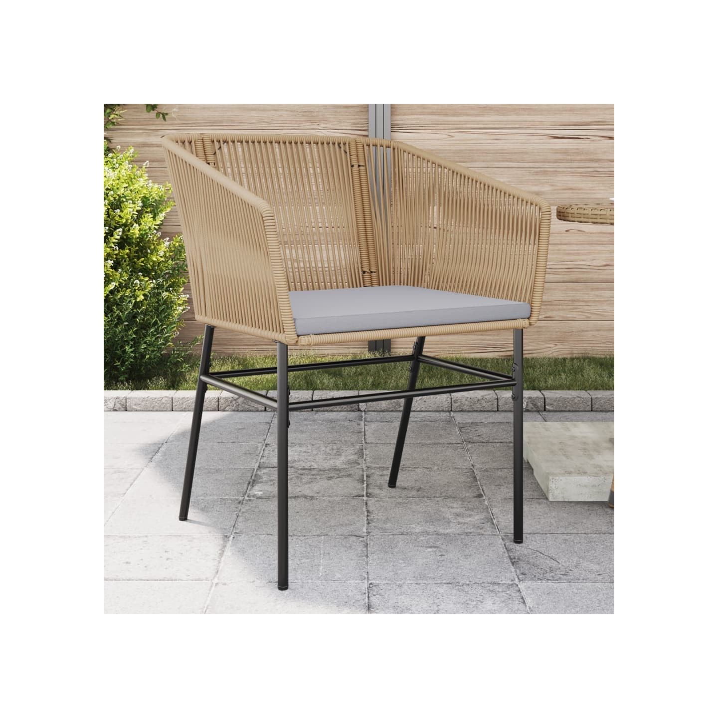 Chaises de jardin lot de 2 et coussins marron rotin