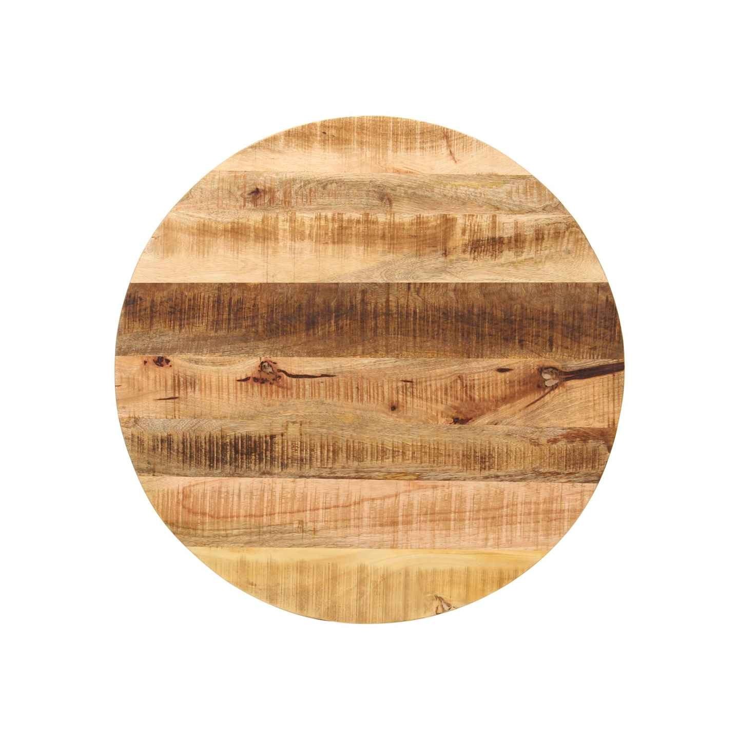 Dessus de table Ø 80x2,5 cm rond bois massif de manguier brut