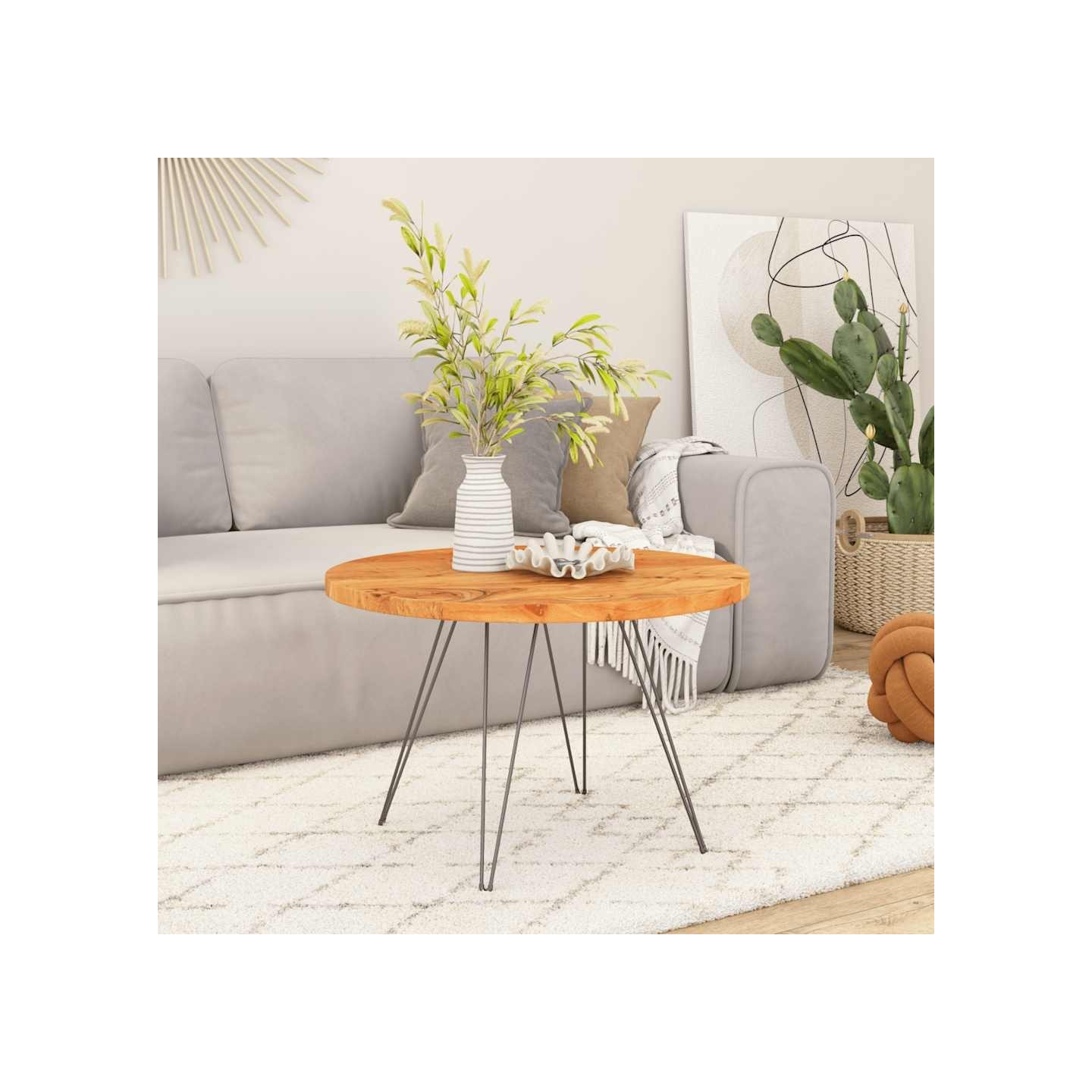 Dessus de table Ø40x3,8 cm rond bois massif d'acacia