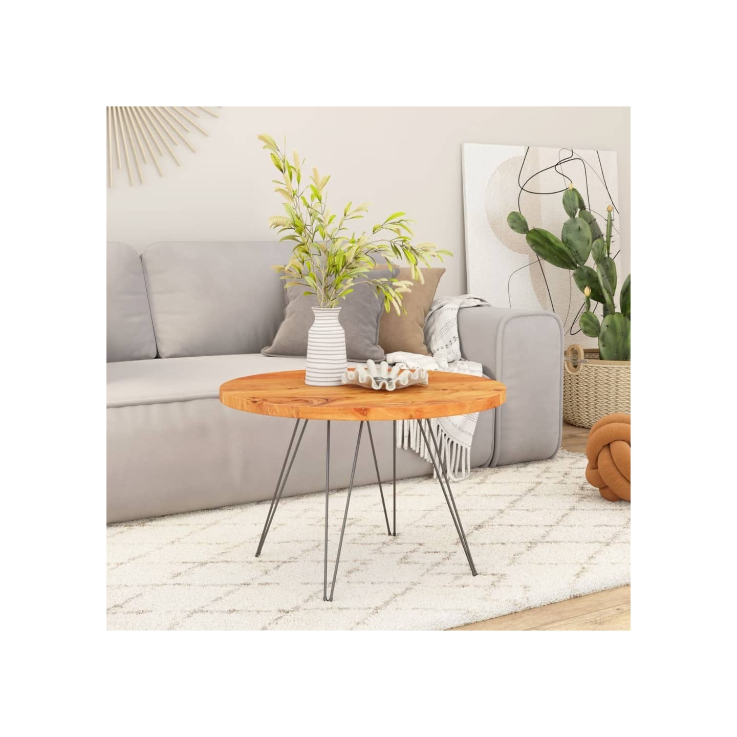 Dessus de table Ø50x2,5 cm rond bois massif d'acacia