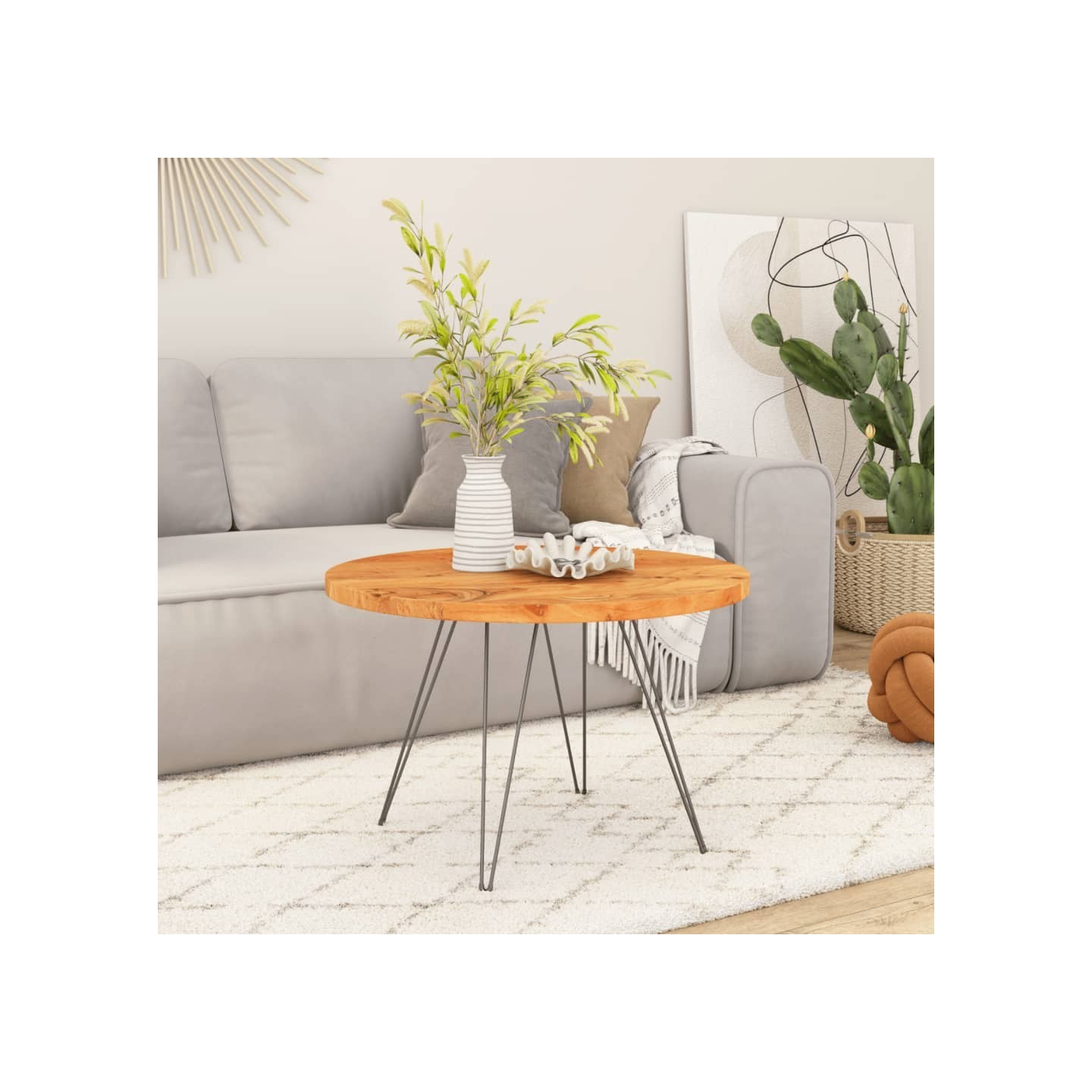 Dessus de table Ø70x2,5 cm rond bois massif d'acacia