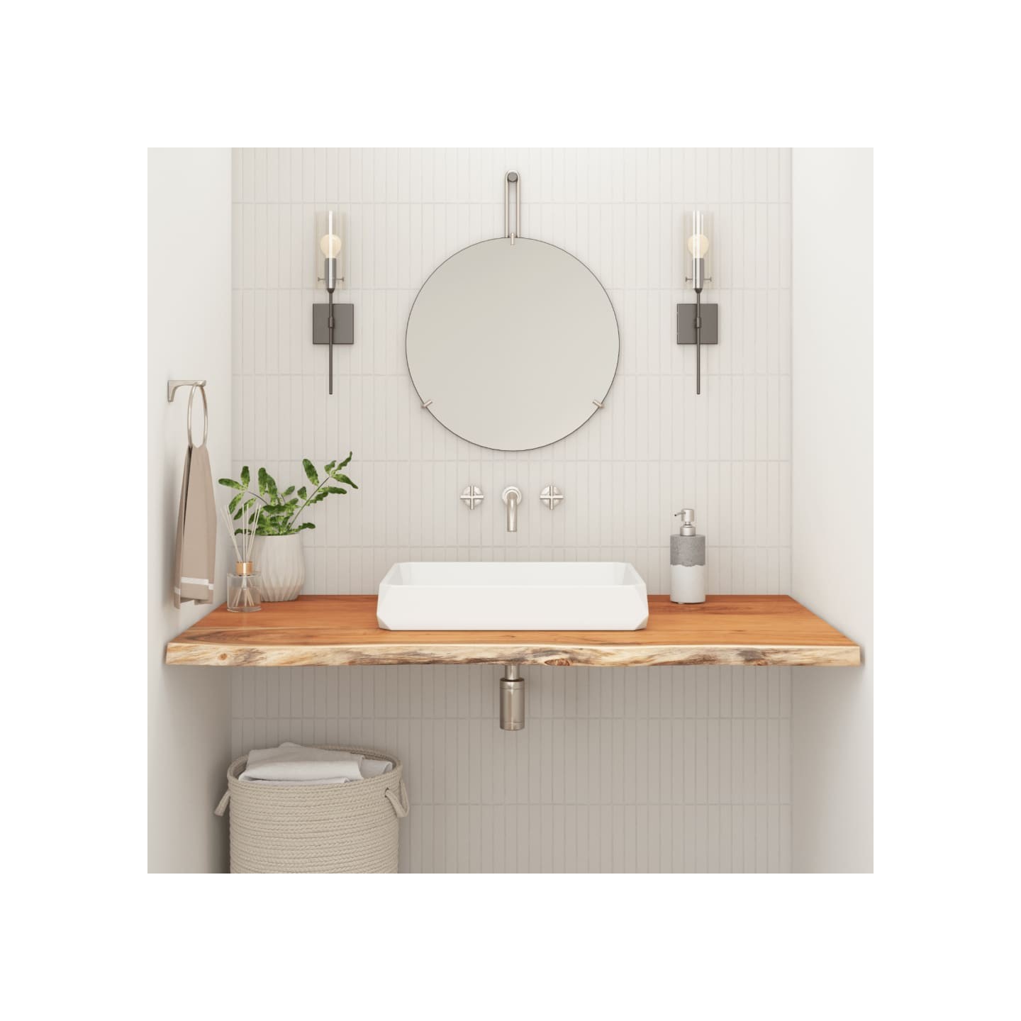 Comptoir de salle de bain 110x60x2,5 cm rectangulaire acacia