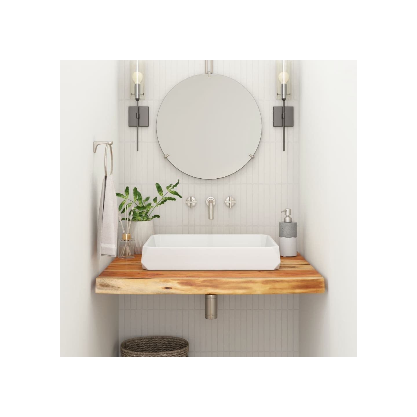 Comptoir de salle de bain 70x60x2,5 cm rectangulaire acacia