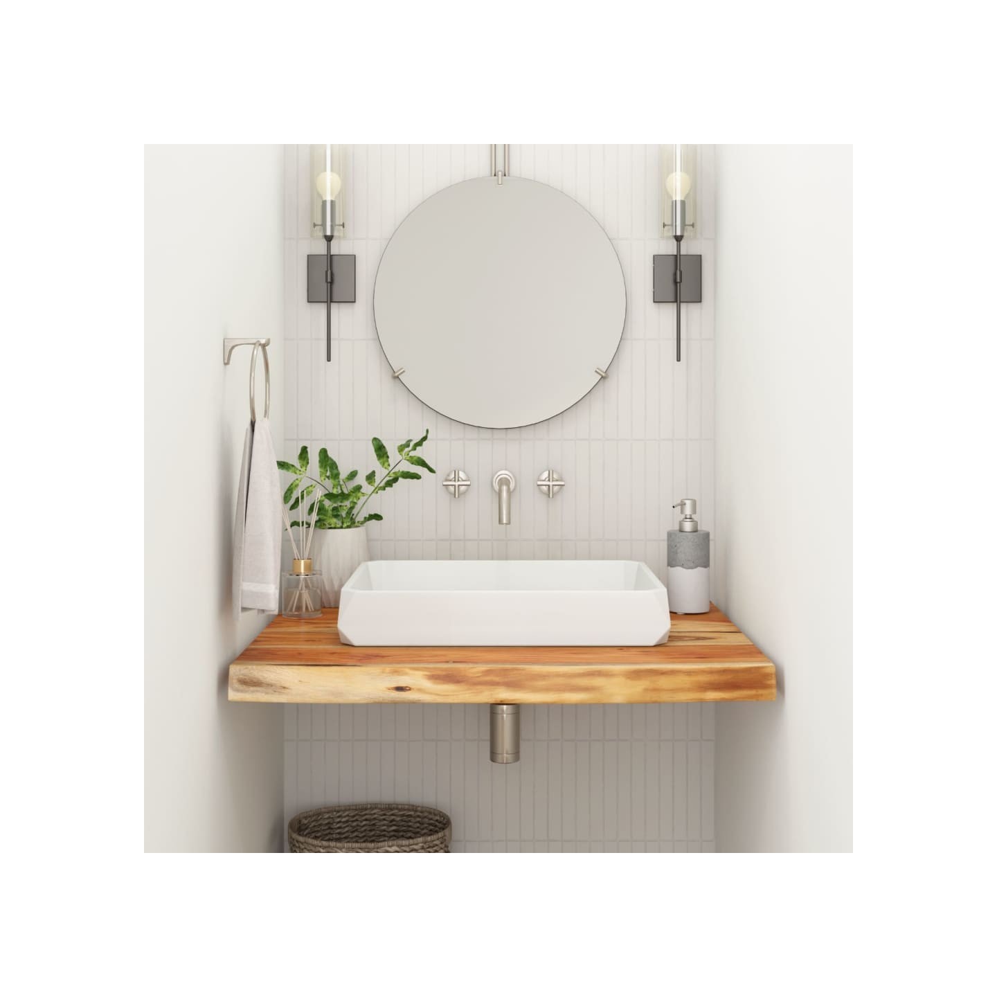 Comptoir de salle de bain 80x60x2,5 cm rectangulaire acacia