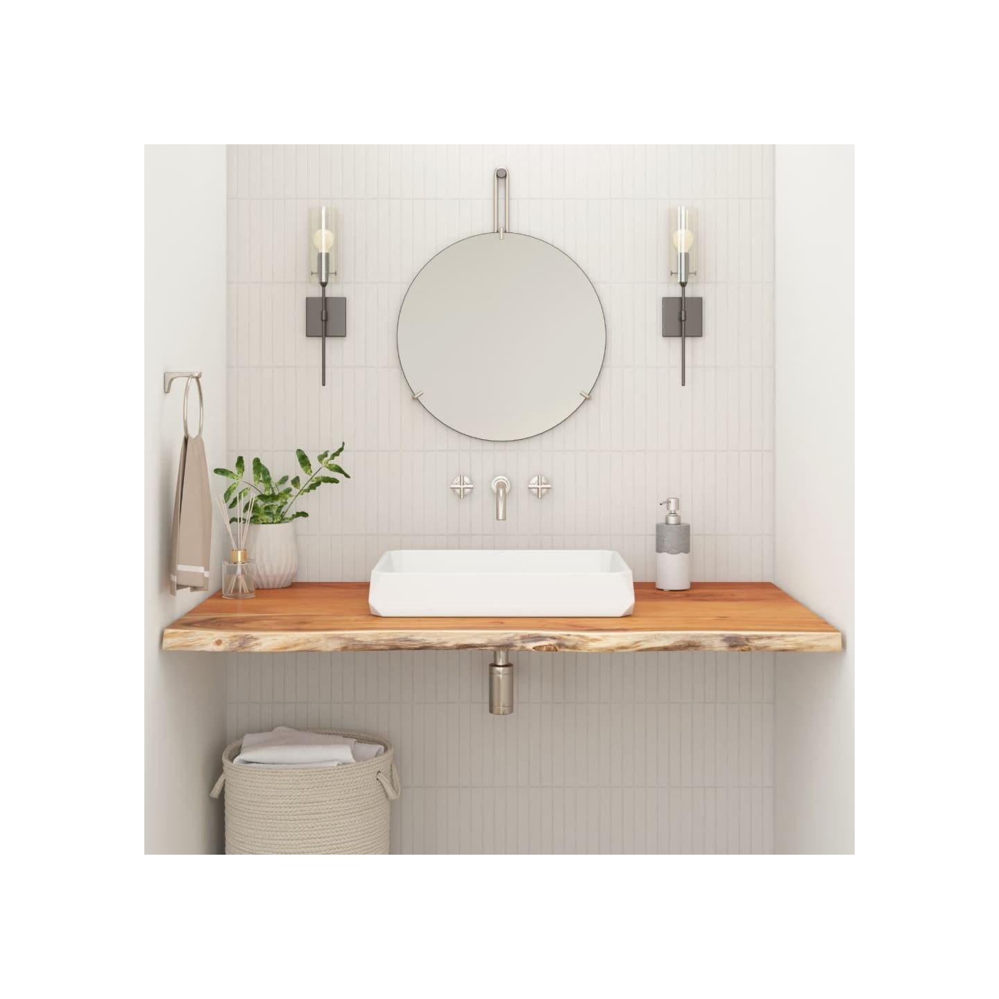 Comptoir de salle de bain 120x60x2,5 cm rectangulaire acacia