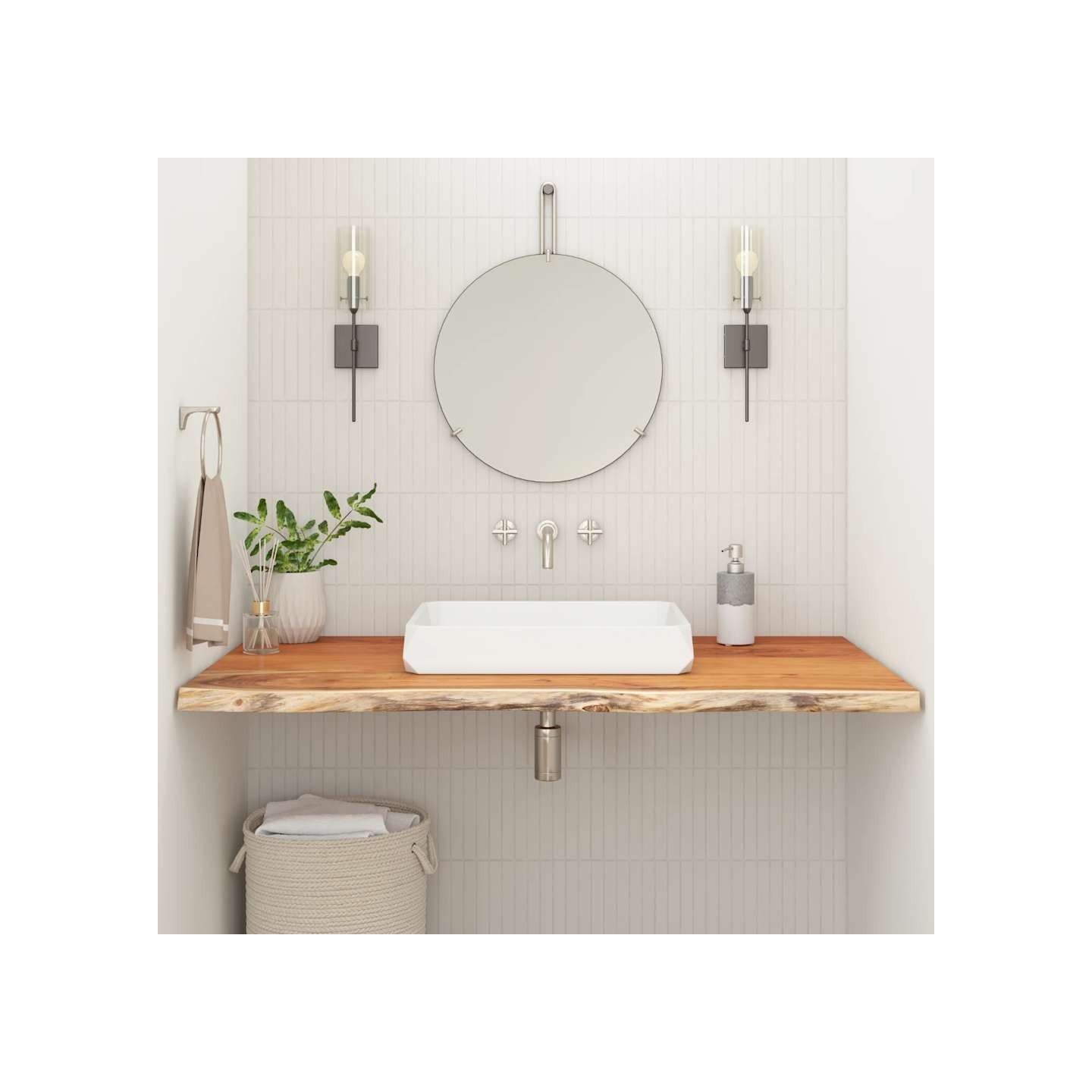 Comptoir de salle de bain 90x60x2,5 cm rectangulaire acacia