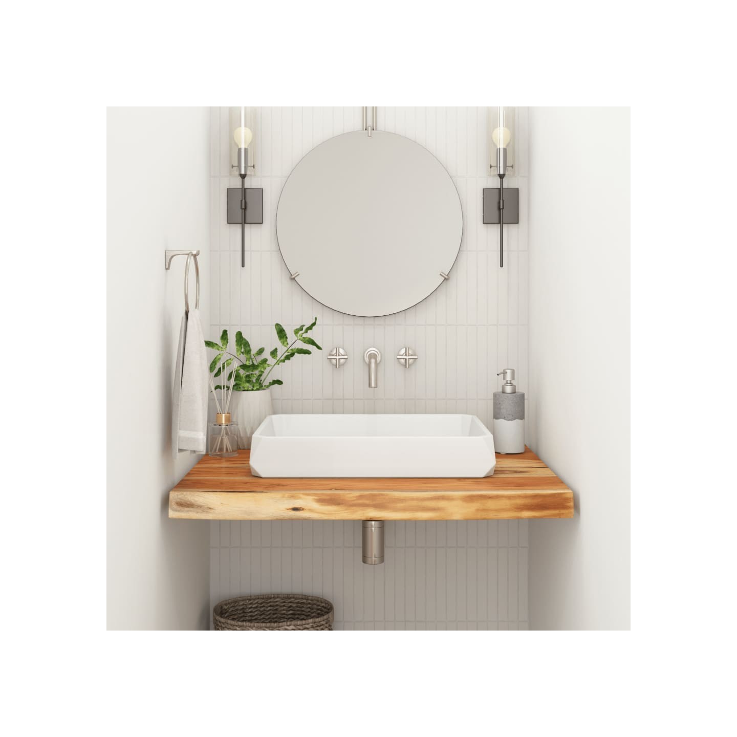 Comptoir de salle de bain 70x60x3,8 cm rectangulaire acacia