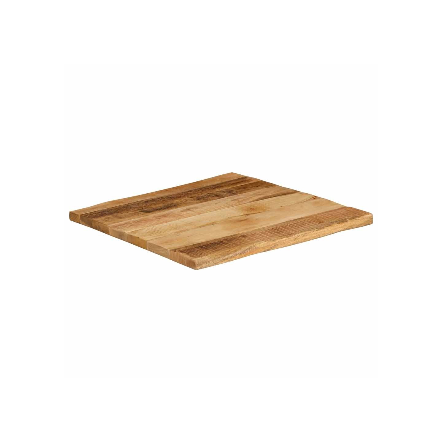 Dessus de table bord vivant 40x40x2,5 cm bois de manguier brut