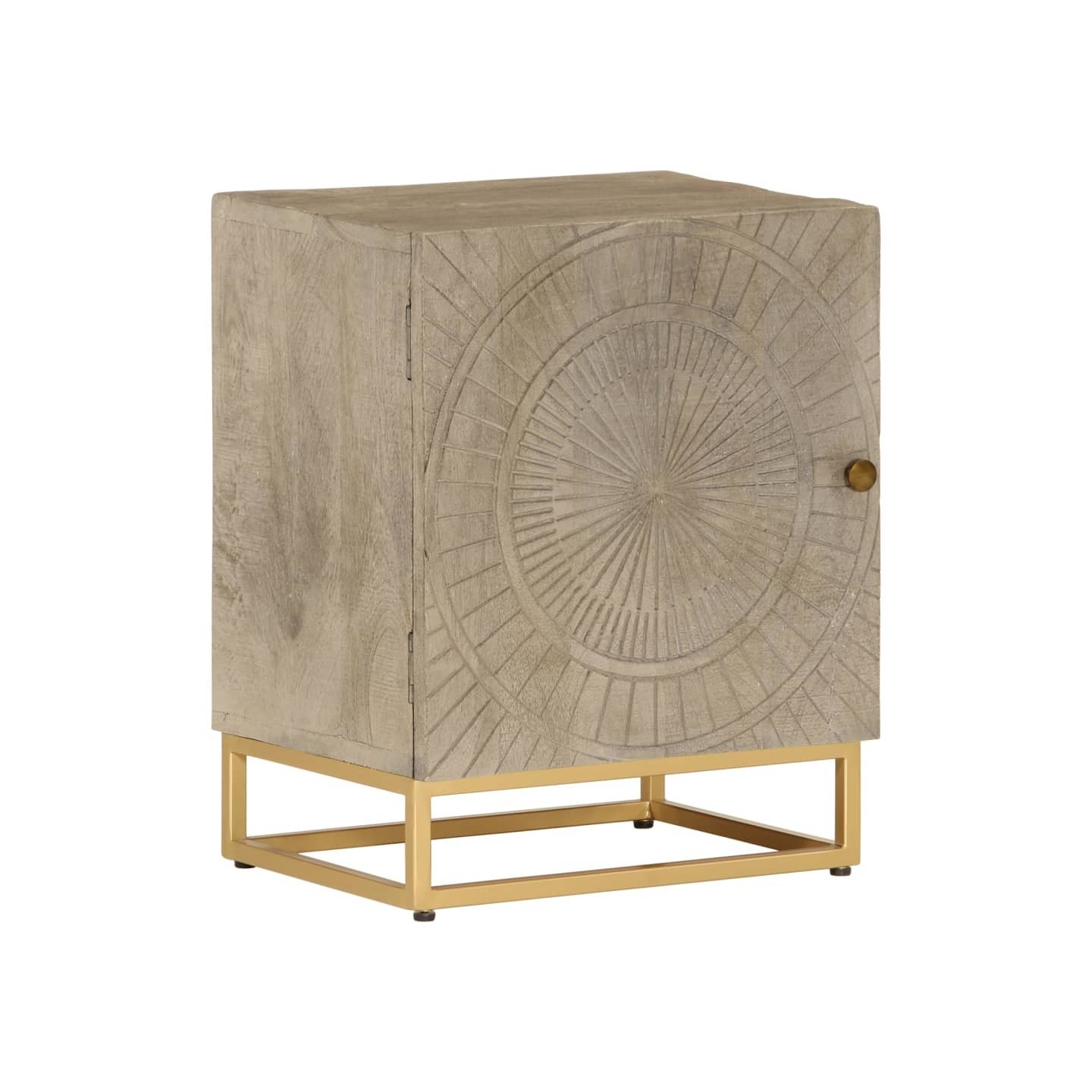 Table de chevet 40x30x50 cm bois massif manguier et fer