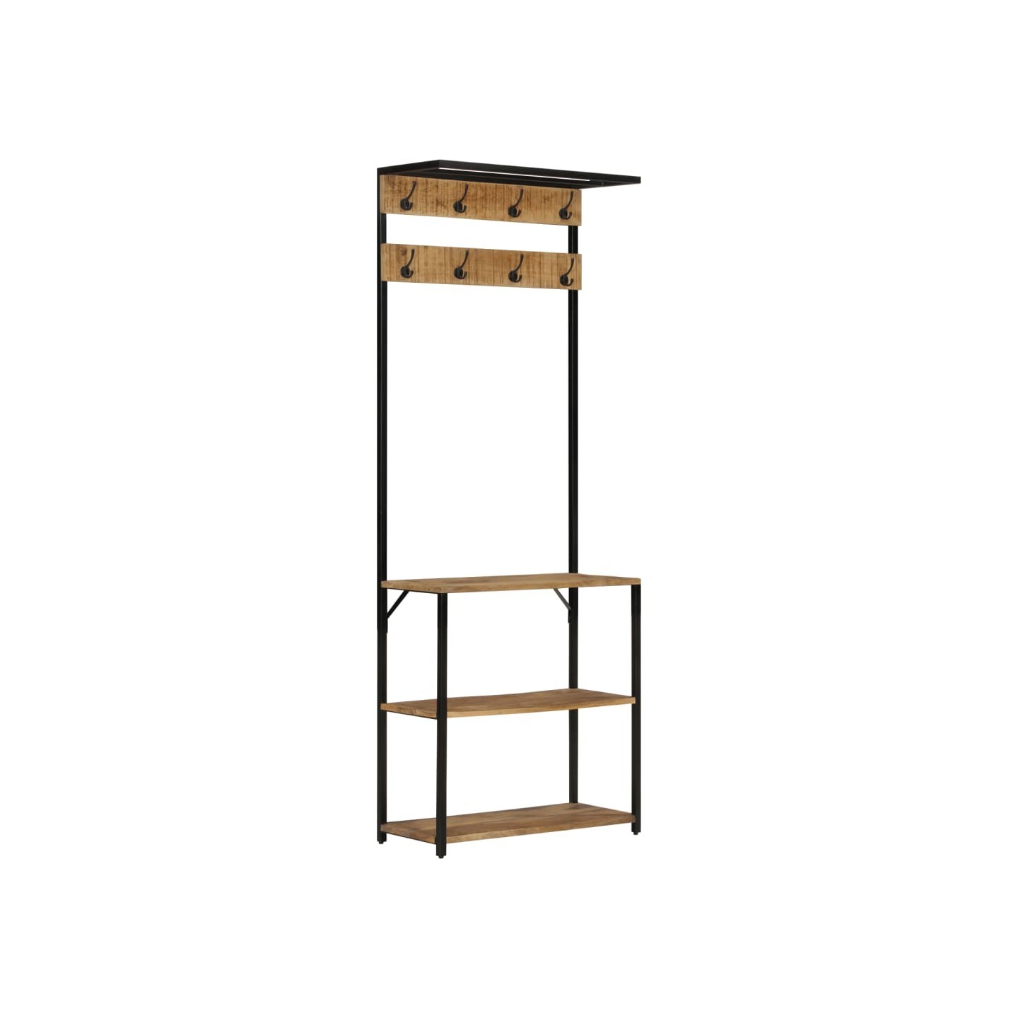 Porte-manteau et rangement des chaussures bois de manguier fer